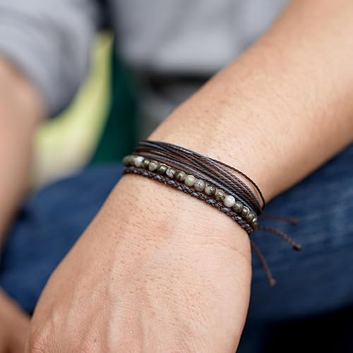 Miniatura 324 de Handmade Natural Stone Beaded Healing Bracelet Gift for Men Adjustable Rope String Bracelet