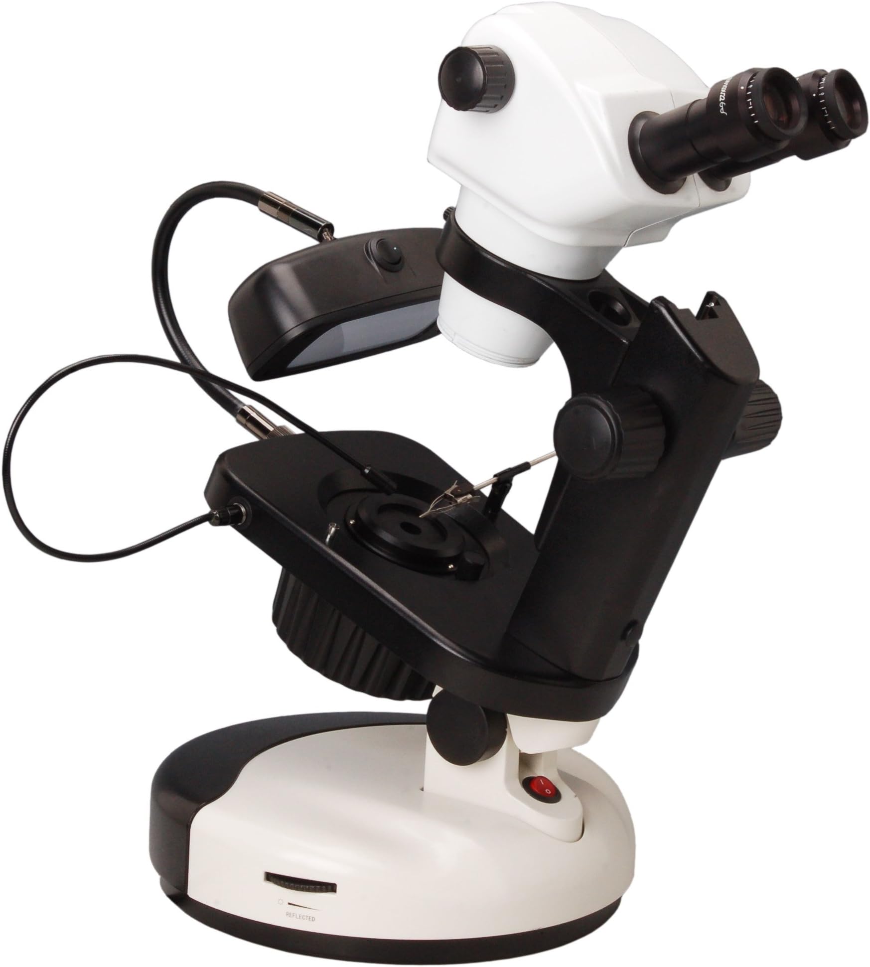 BestScope BS-8060T Gemological Trinocular Zoom Microscope, WF15x Eyepieces, 8x-50x Magnification, Brightfield and Darkfield Illumination, Halogen and Fluorescent Light Sources, LED Point Light, Iris Diaphragm, 110V