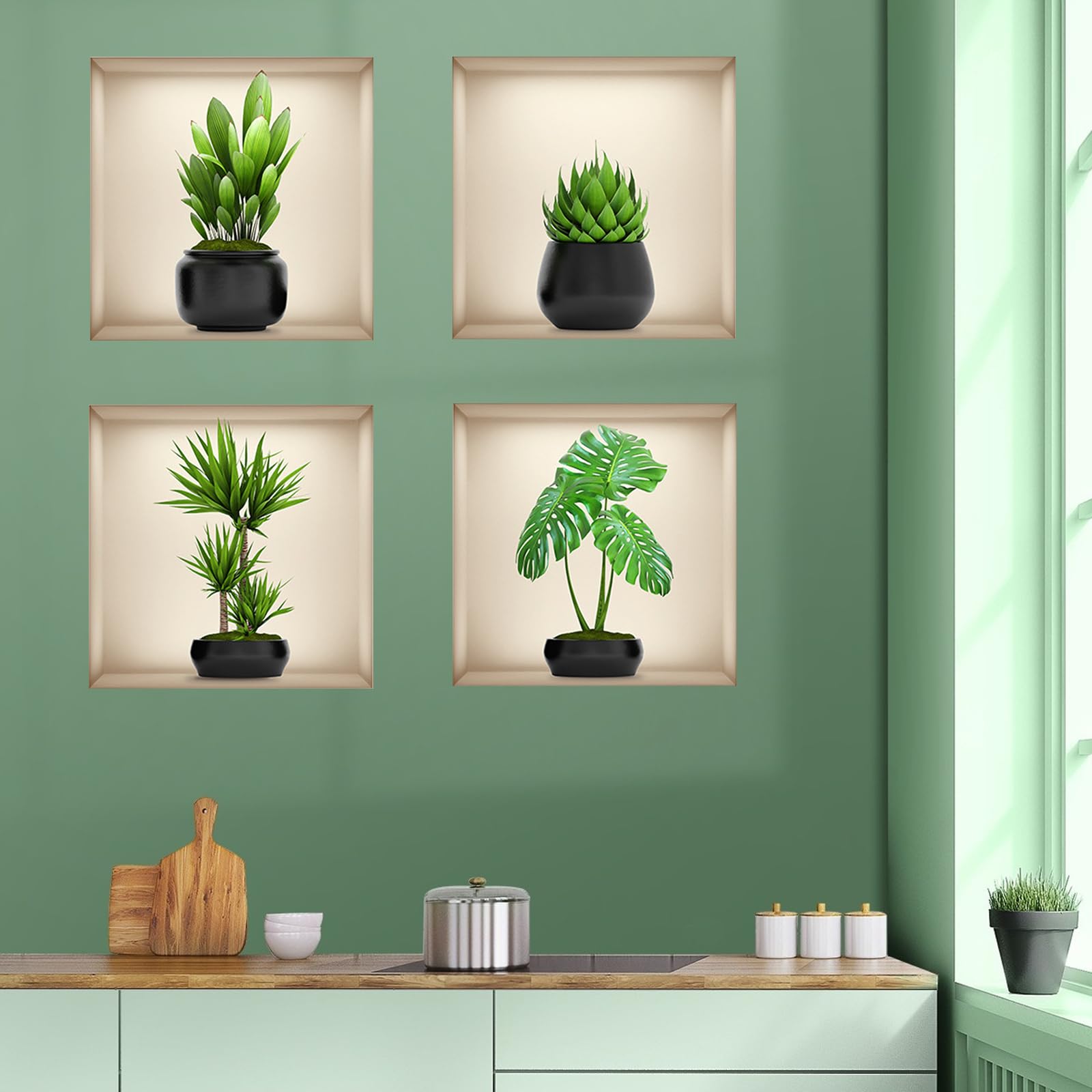 Pegatinas De Pared 3d, Jarrones, Mural, Plantas 3d, | Meses Sin Interés