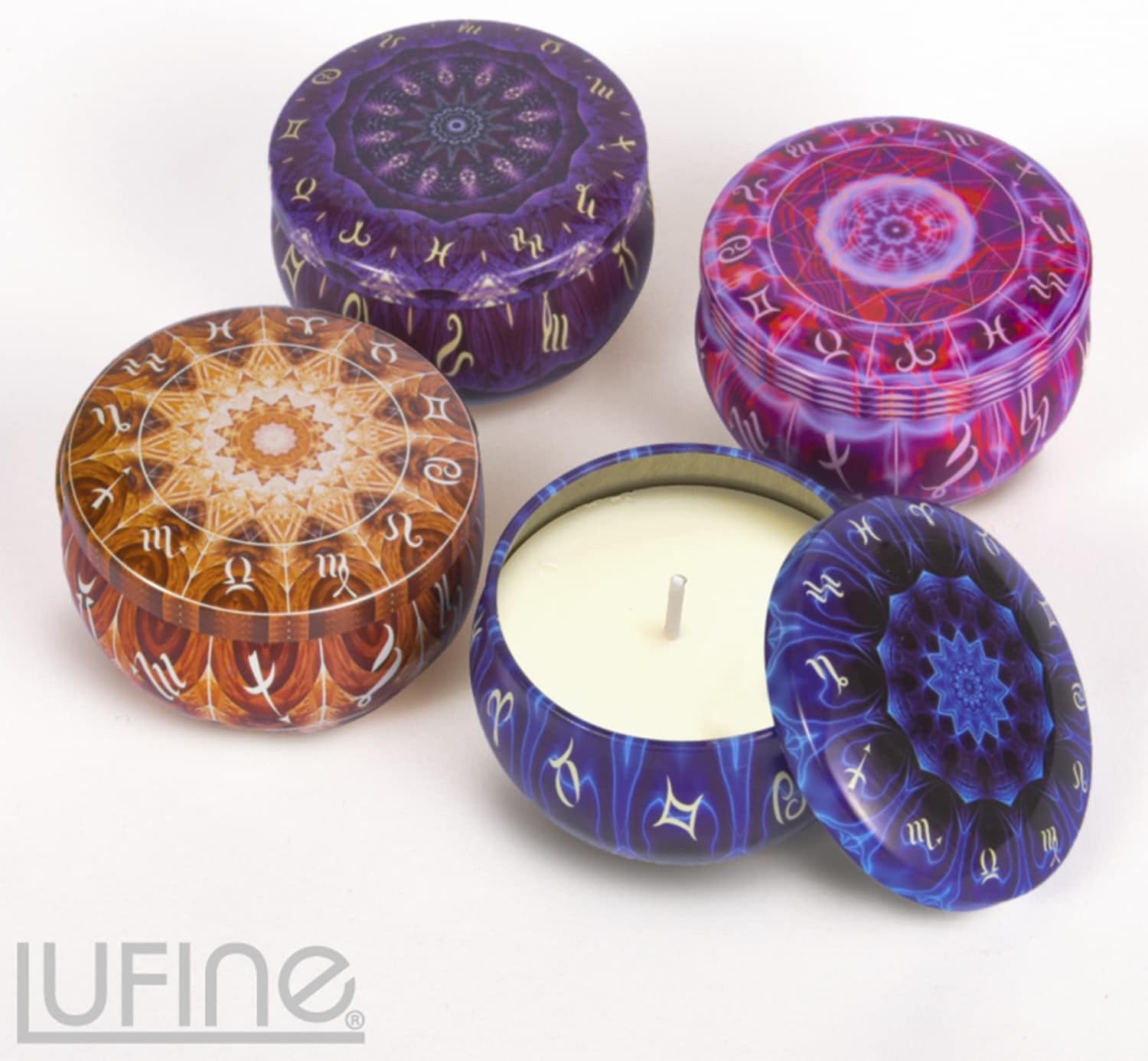 Lufine 013 ルフィネ アロマキャンドル 缶入り 4種セット 可愛い キャンドル アロマ ロウソク ティーライト おしゃれ クリスマス 誕生日 結婚式 癒し リラックス