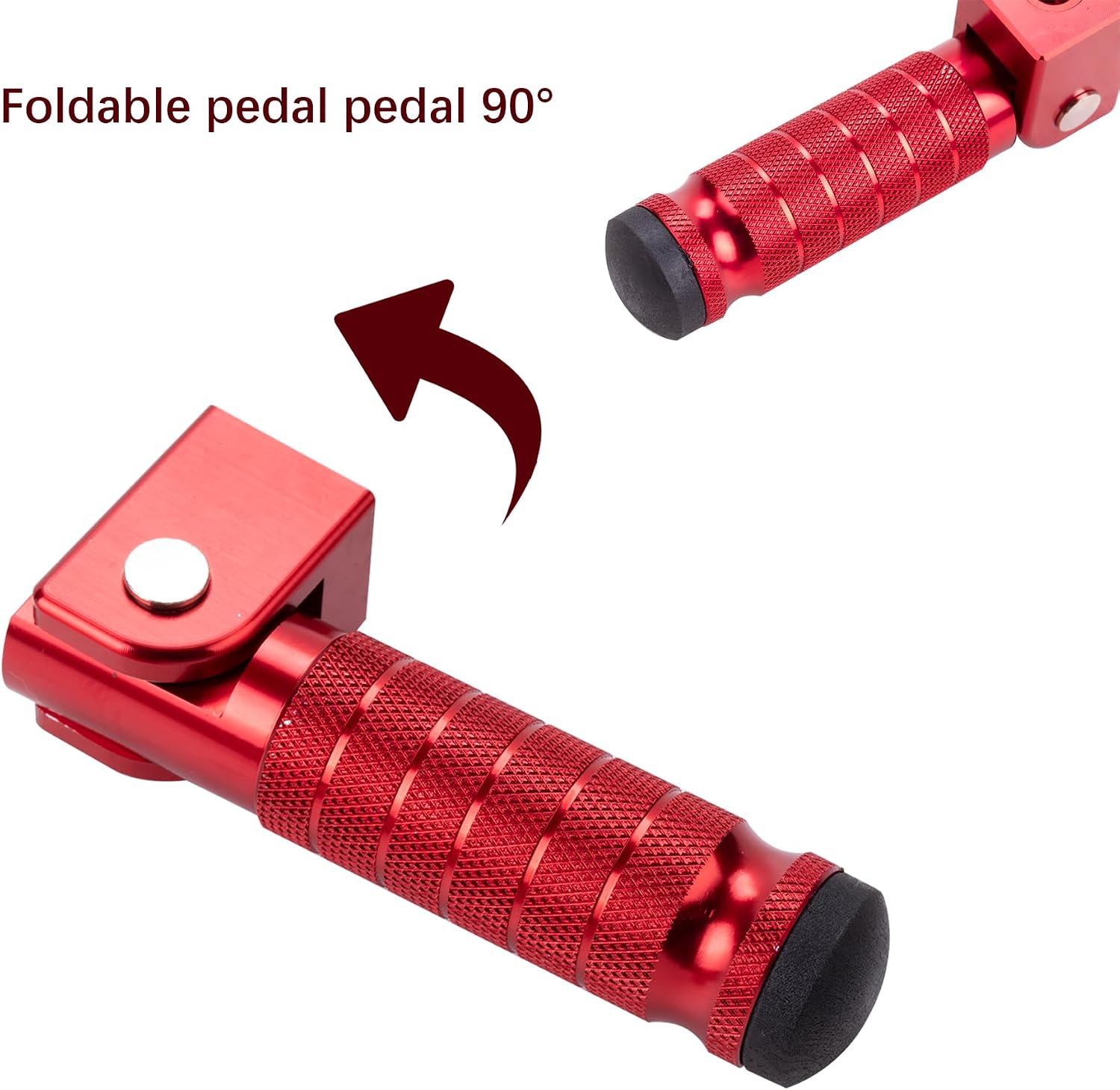 Motorcycle Foot Pegs, Foldable Footpegs Pedals 90° CNC Passenger Footrests Minibike M8 Install Bolts Fit for Dirt Bike Foot Pegs Yamah a, H0NDA, Su zuki, Aprili a Universal Folding Foot Pegs red
