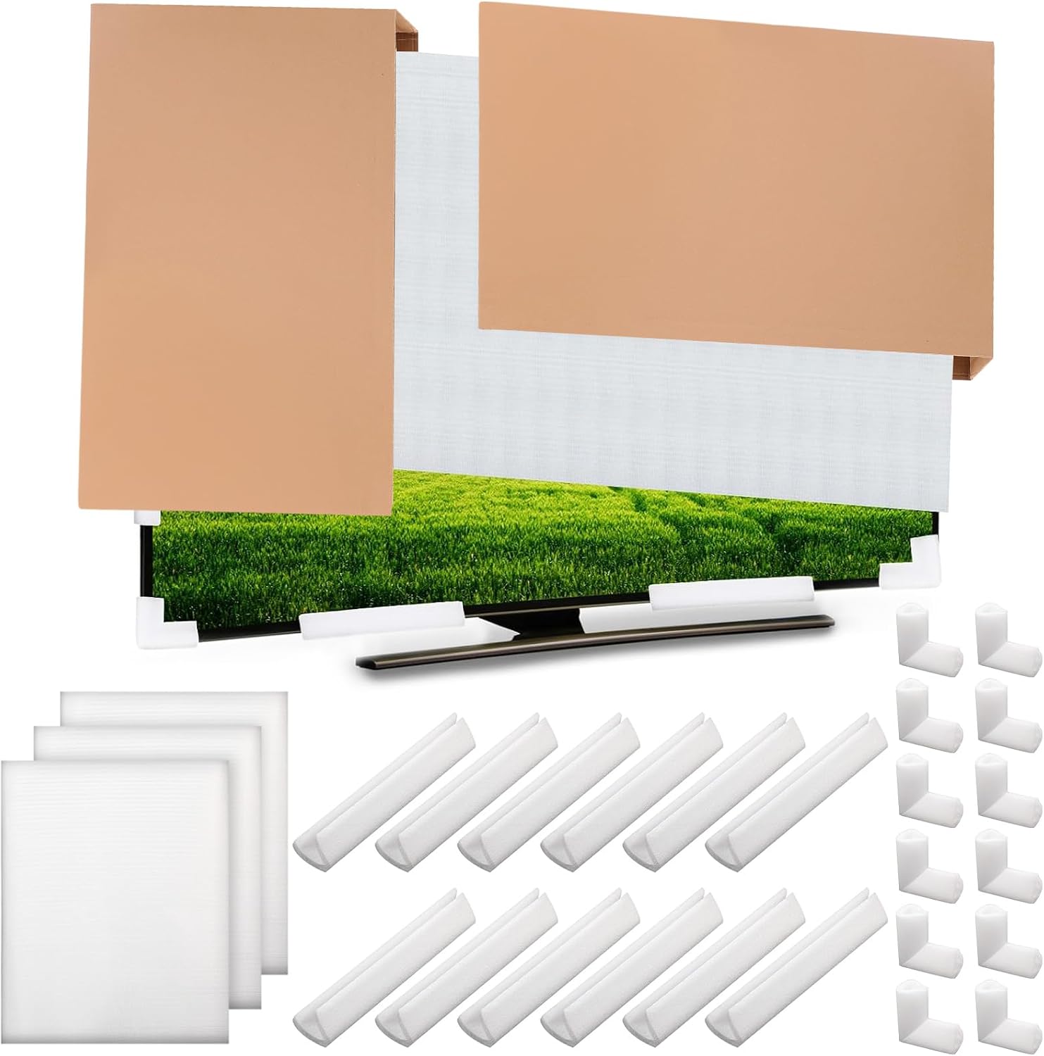 Feifeiya 2 sets TV Boxes for Moving 65 Inch Foam Mirror Box Set Picture Moving Include 2 Large Case and 2 Foam Flat Screen TV Cover and 16 Corner Edge Protectors (40" X 30" X 3.5",2 Packs)