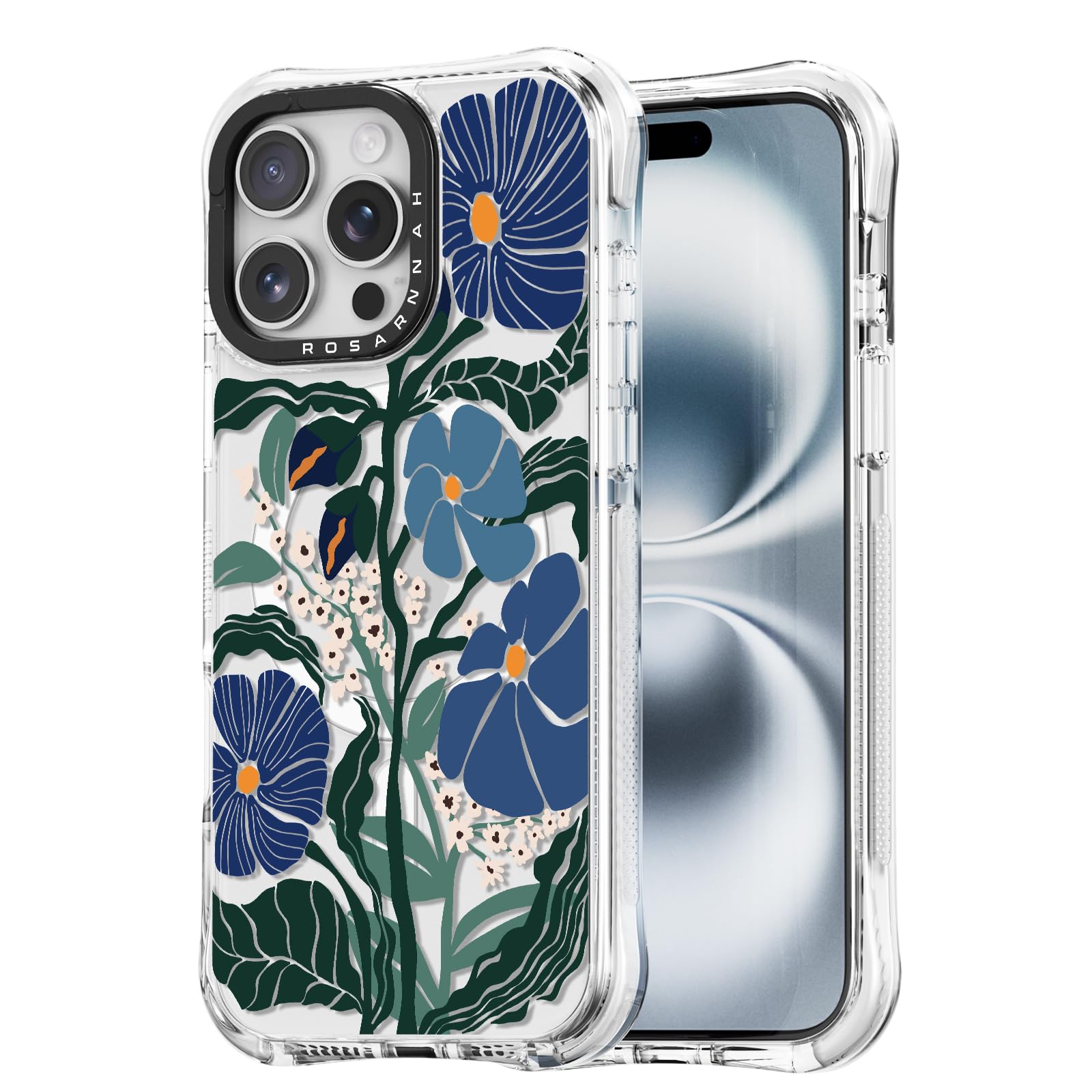 Coque de protection premium iPhone 15 Pro Max Rosarnnah fleurs et paillettes - 8