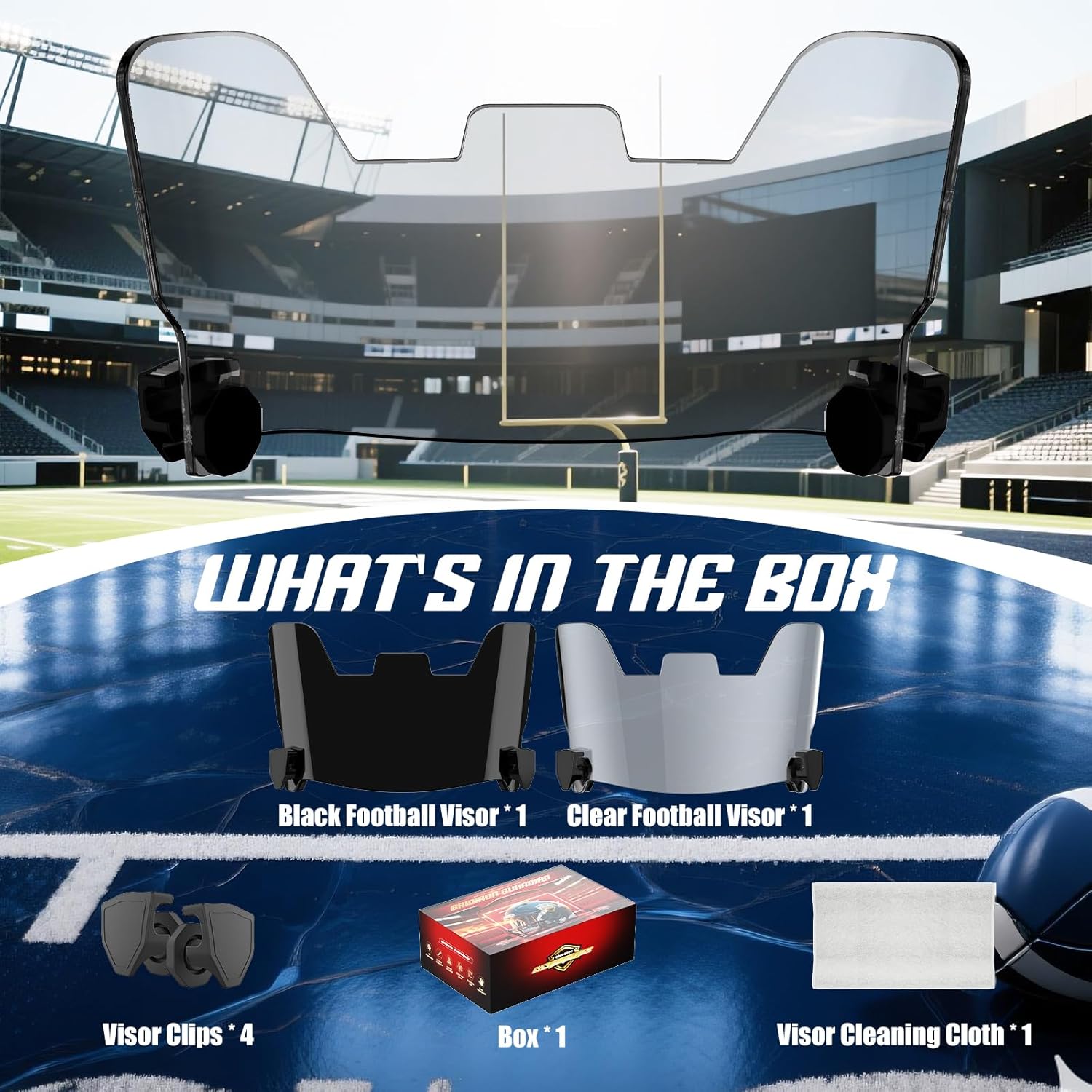 KUBQLIG Football Visor Combo - 2 Lenses Team Day/Night Use, Military-Grade Fit Schutt/Riddell Helmets