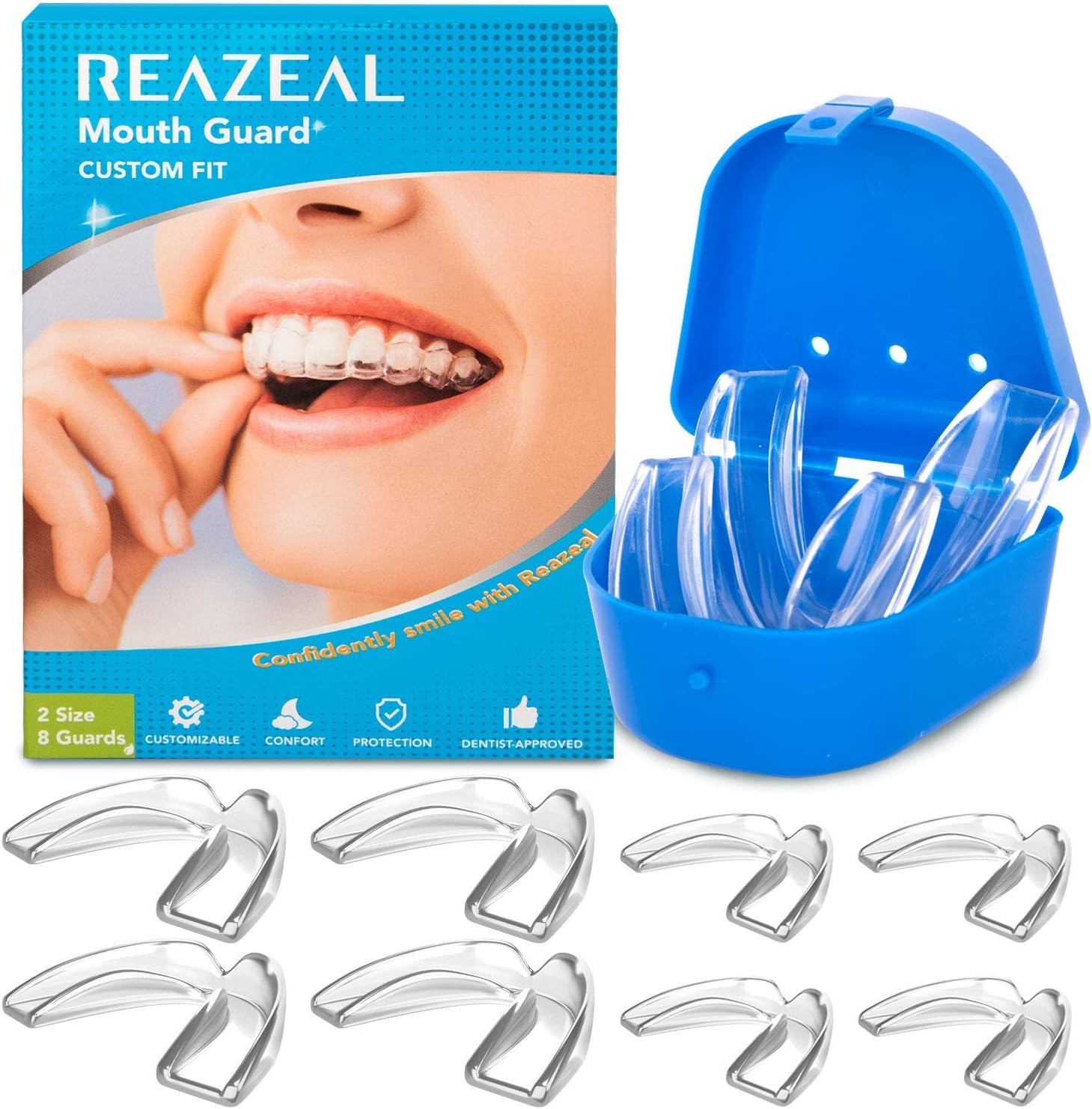Mouth Guard for Grinding Teeth and Clenching Anti Grinding Teeth Custom Moldable Dental Night Guard Dental Night Guards to Prevent Bruxism - 8 Pack : Beauty & Personal Care