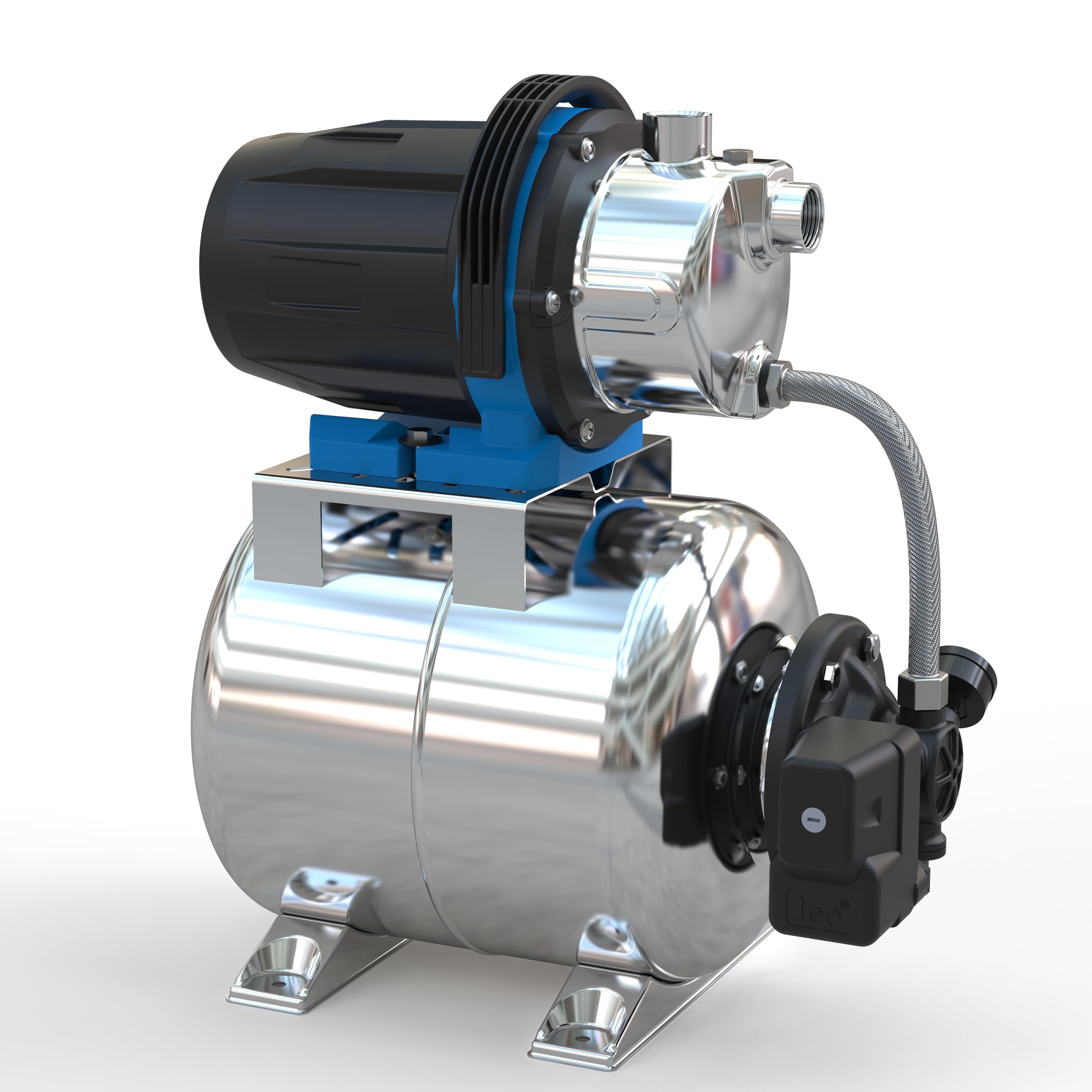 Güde Hauswasserwerk HWW 1000 ES (1000 W, 20 l Kesselinhalt, 3800 l/h Fördervolumen, 44 m max. Förderhöhe, 7 m max. Ansaughöhe, Noryllaufrad, Edelstahltank, Druckschalter, Thermoschutz, Druckmanometer)