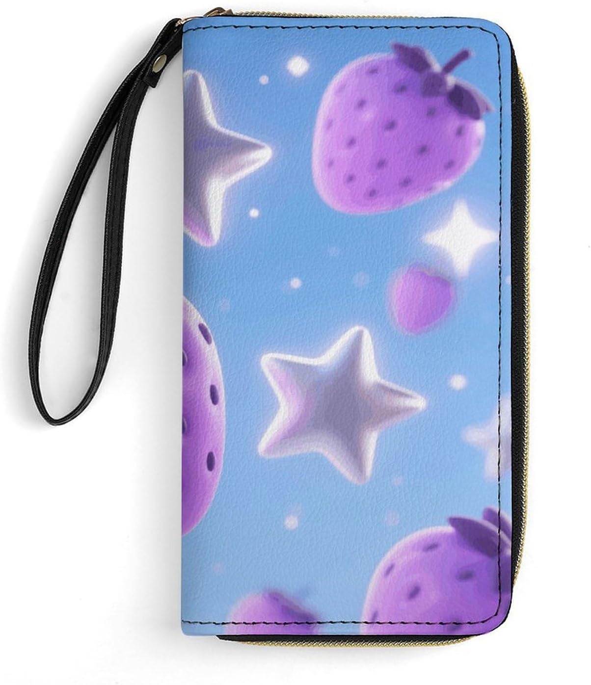 Stars And Purple Strawberries PU Leather Stylish Wallet