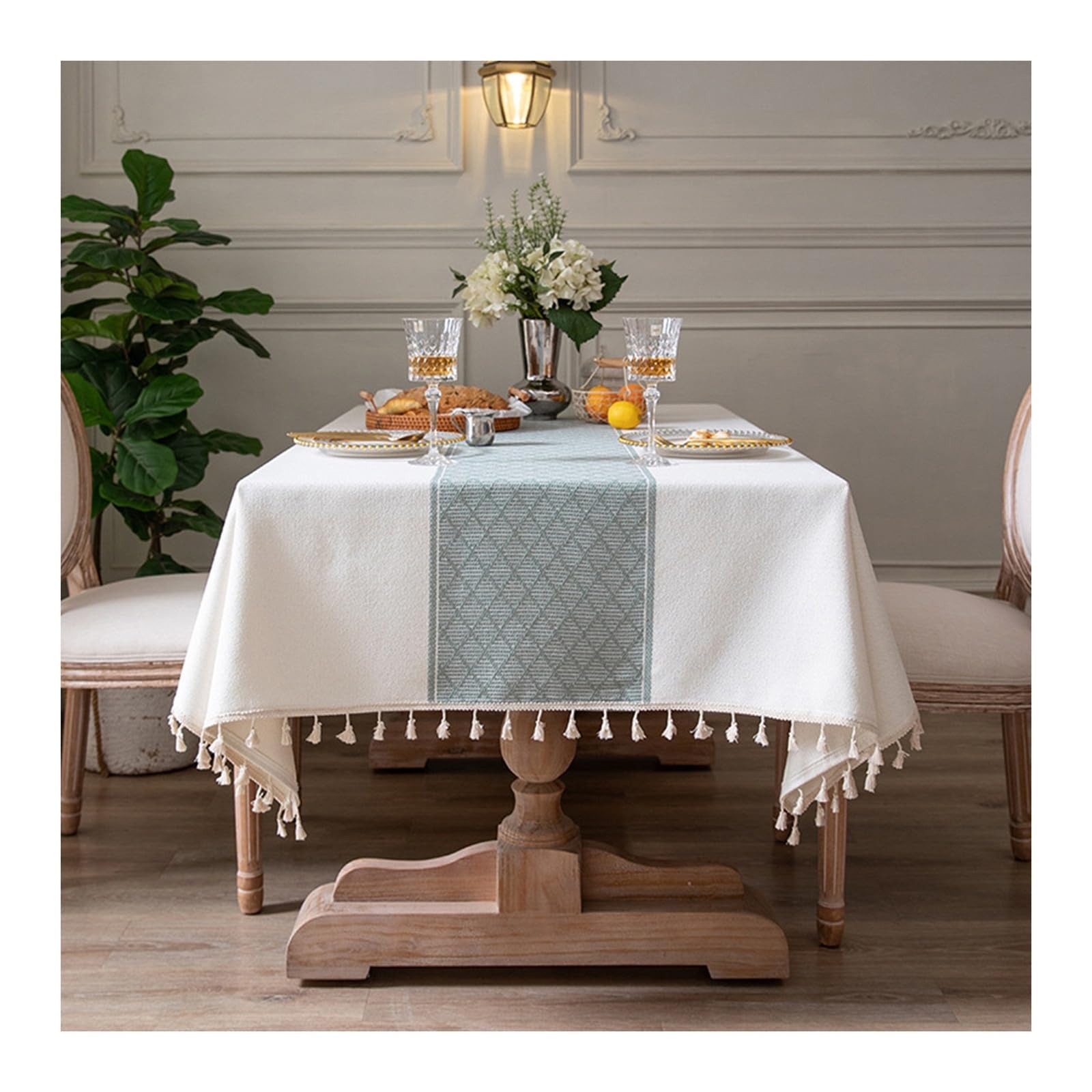 Nappe de table anti-tache motif de losange pour repas de famille chaleureux
