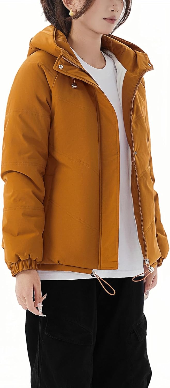 JiangWu Women's Winter Thickened Hooded Cotton Coat Windproof Warm Fleece Jacket - Image 2