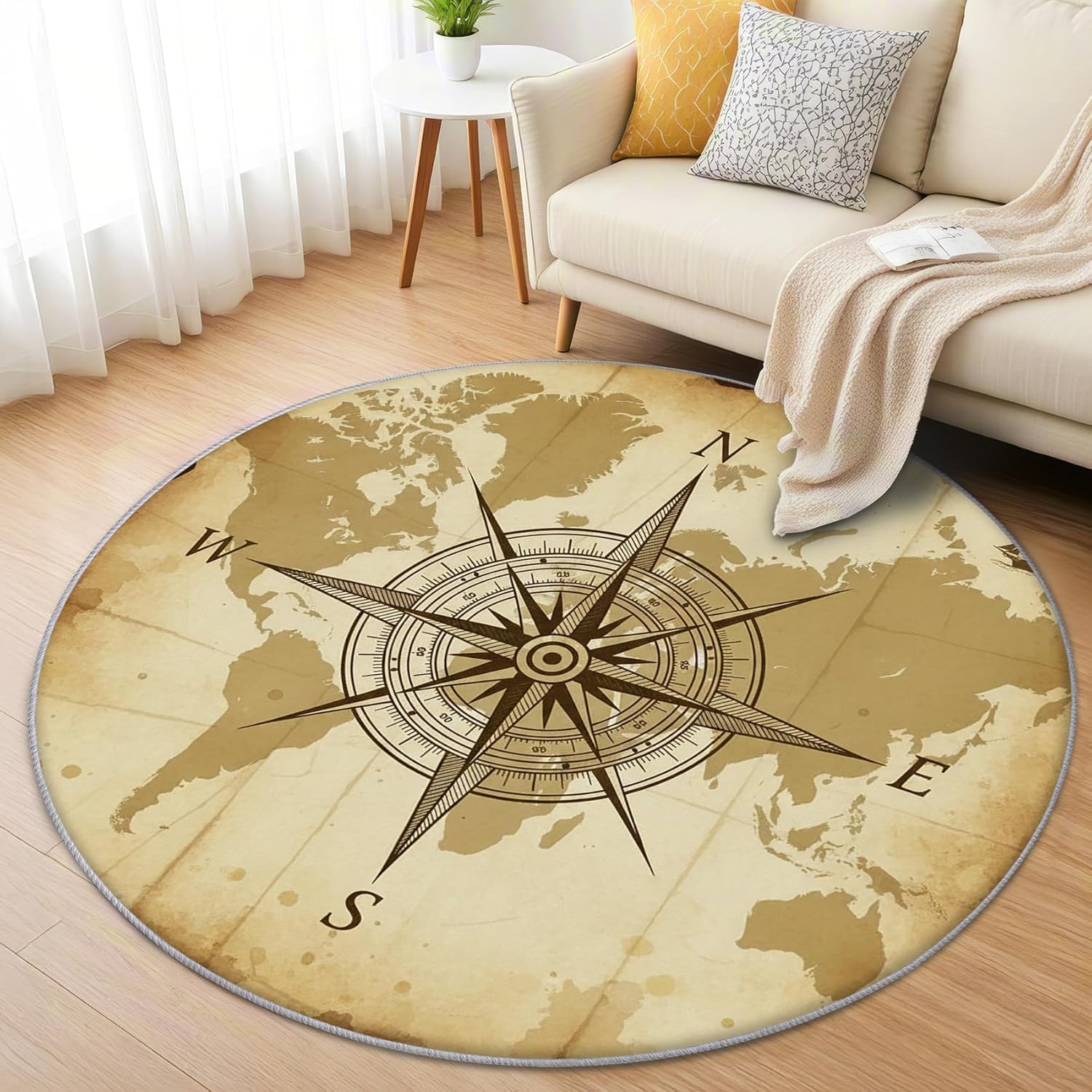Tapis descente de lit boussole pour chambre et salon rétro