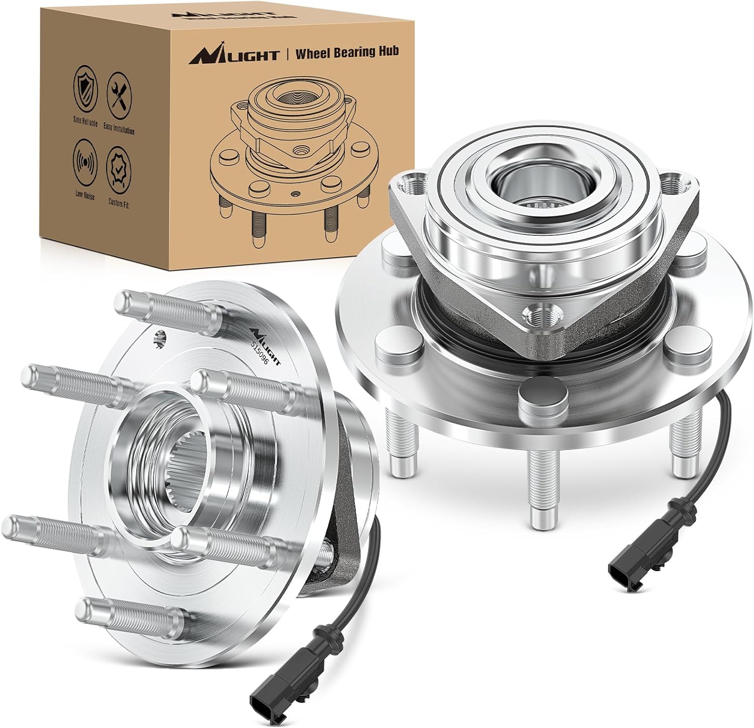 Nilight Wheel Bearing and Hubs Assembly Set for Chevy GMC Silverado Suburban Sierra Yukon XL 1500 Tahoe Avalanche Cadillac Escalade ESV EXT 2007 2008 2009 2010 2011 2012 2013 with 6-Lug, OEM 515096