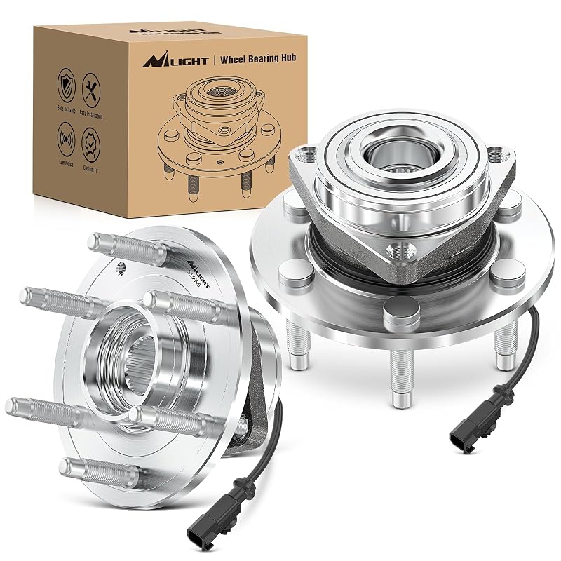 Cubo de roda com rolamento Nilight 515096 dianteiro para Chevy Silverado e GMC Sierra 1500 – Par