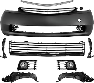 telfair Complete Front Bumper Cover Kit Compatible with 2004-2009 Toyota Prius,Primed Replace OE# 5211947903/TO1000274,5311147010/TO1036112 with Grille,Fog Lights & Inner Fenders