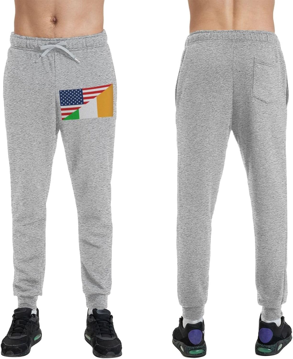 American Flag and Colombia Flag Men's Long Pants Athletic Running Pants Sports Pants