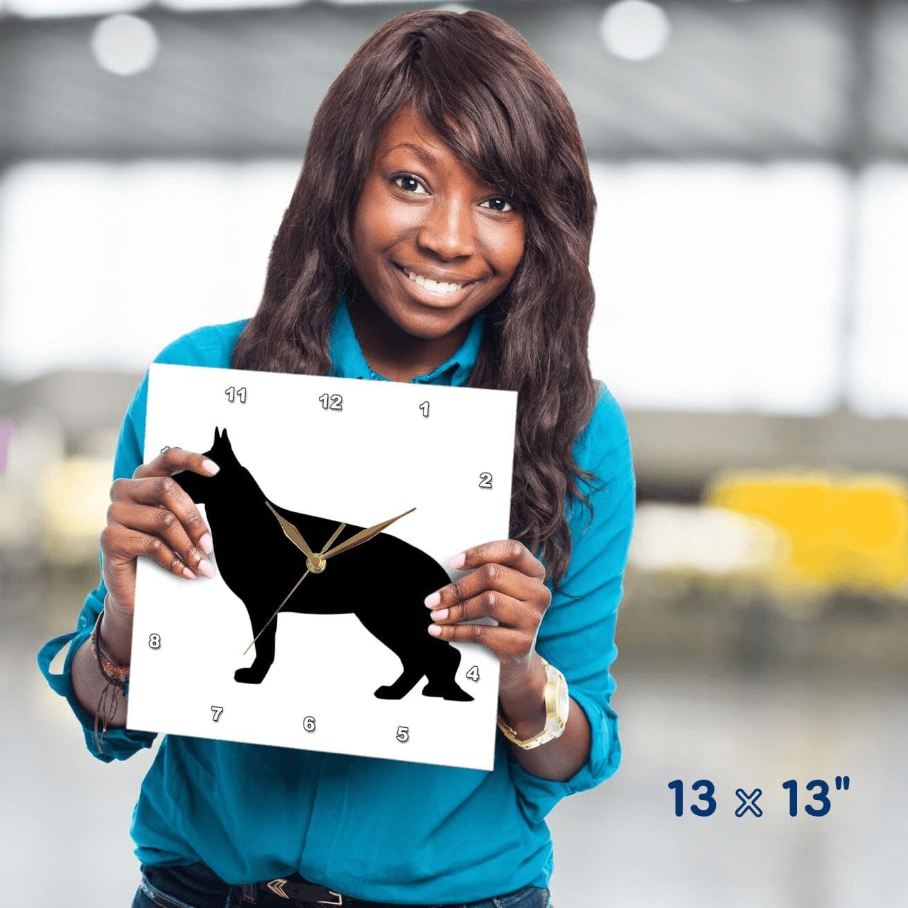 3dRose DPP_149858_2 German Shepard Silhouette Wall Clock, 13 by 13-Inch
