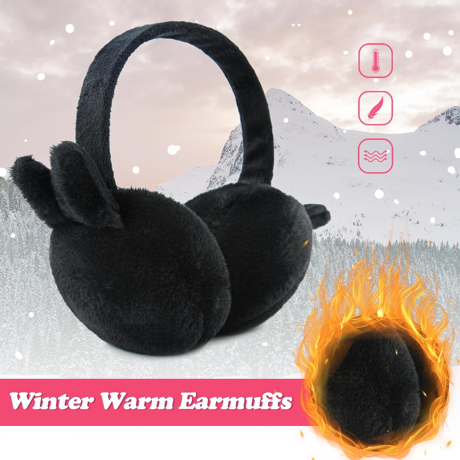 Kids Winter Earmuffs Baby Warm Ear Muff Girls Cute Furry Ear Warmers Boys Foldable Ear Covers for Cold Weather - Image 2