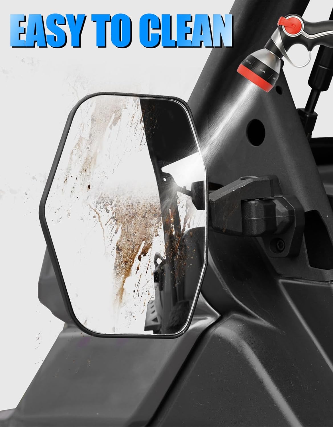 AUPOWER Rear View Mirror&Side Mirrors Kit for Can Am Defender Max HD7 HD8 HD9 Pro HD10 2016-2025 2026,Adjustable Convex Breakaway Rearview Mirrors Accessories, Replace #715002459, NOT FOR Full Doors