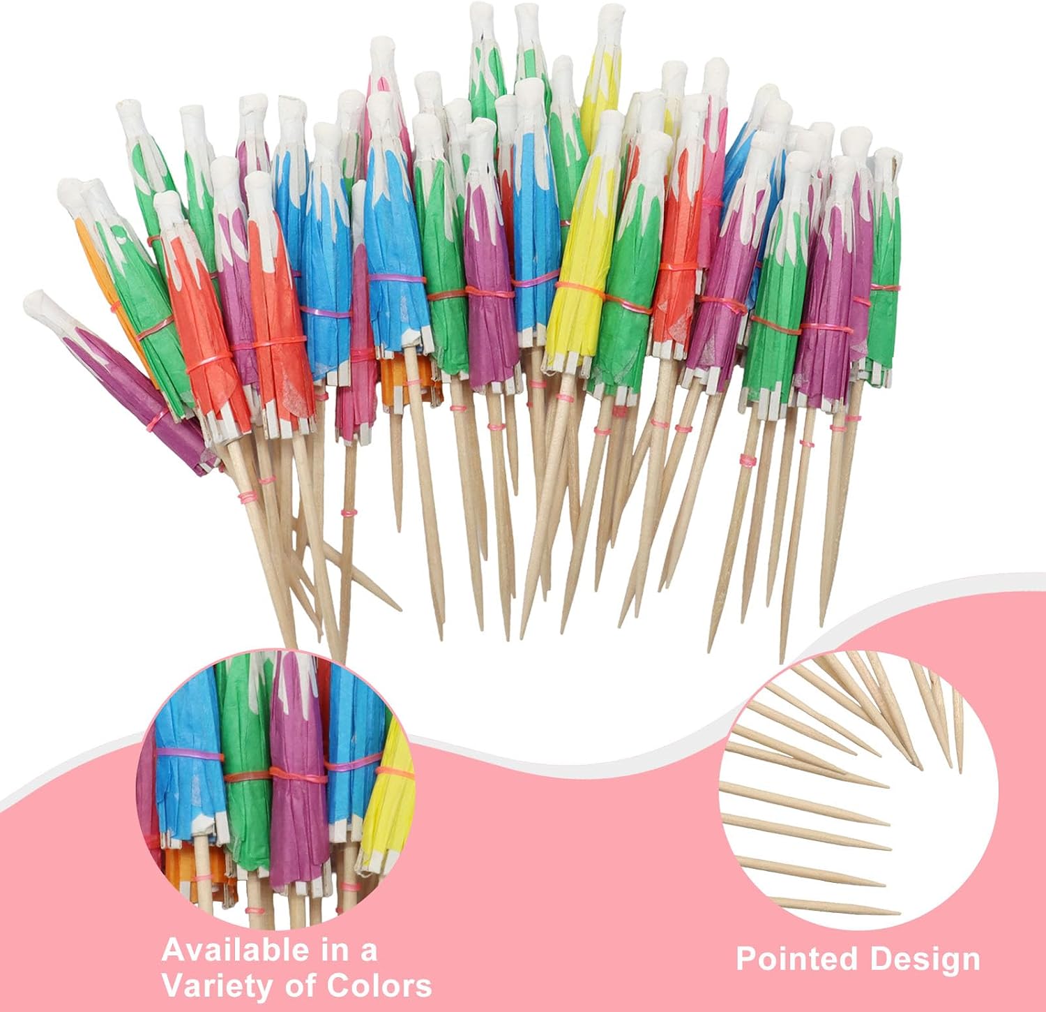 50 Pcs Petals Umbrellas Cocktail Picks Assorted