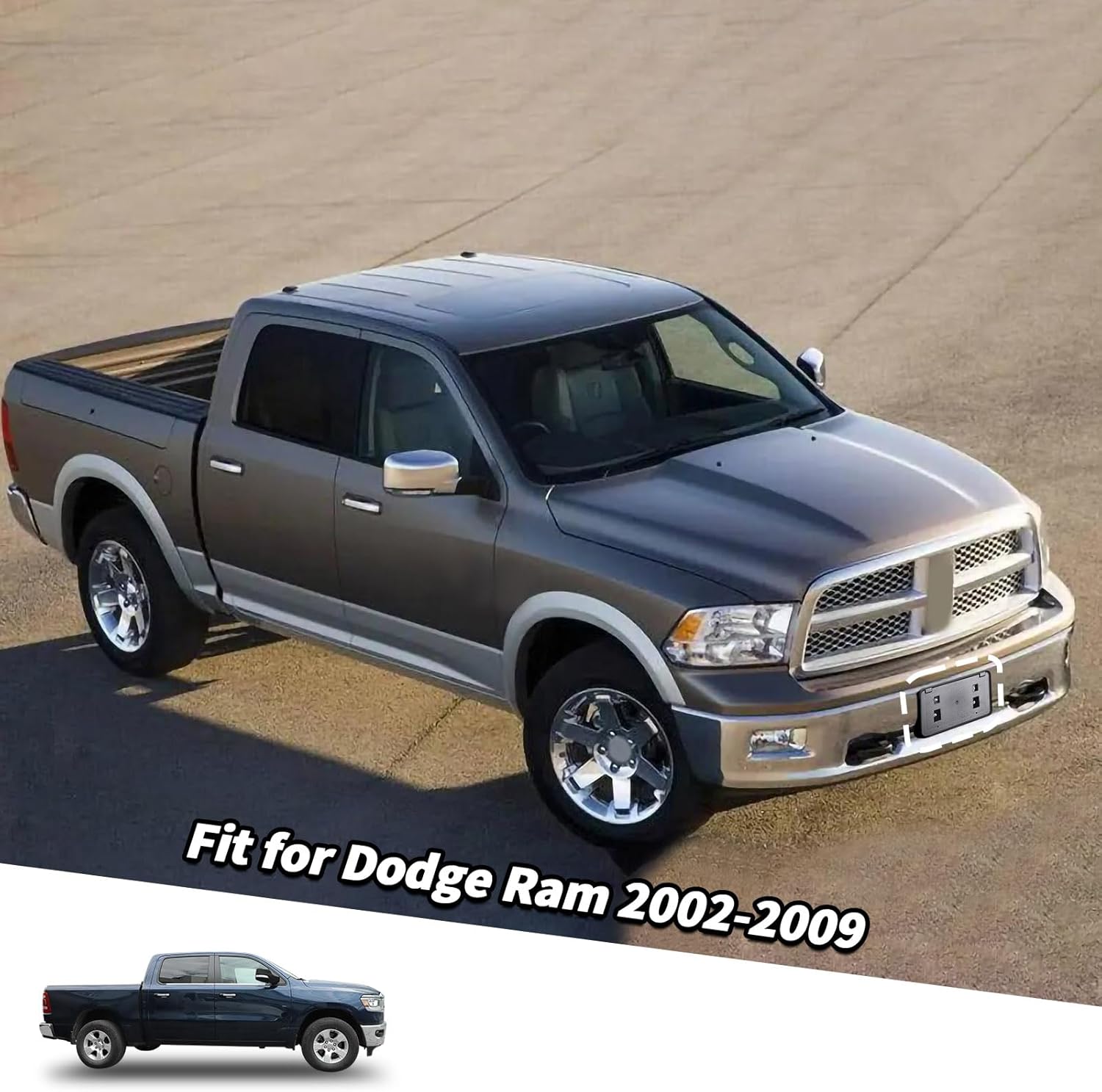 Jimen for Ram License Holder, Front Plate Tag Mount Frame Bracket Fit for Dodge Ram 2002-2009 - Image 2