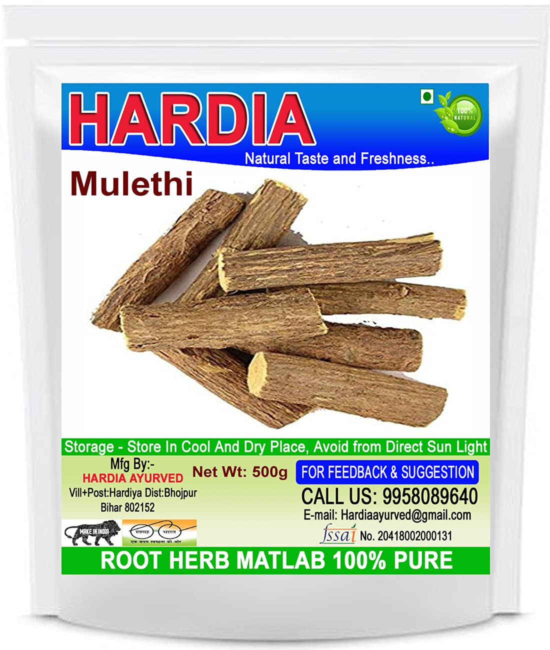 mulethi Yashtimadhu Licorice Root stick 500 grams