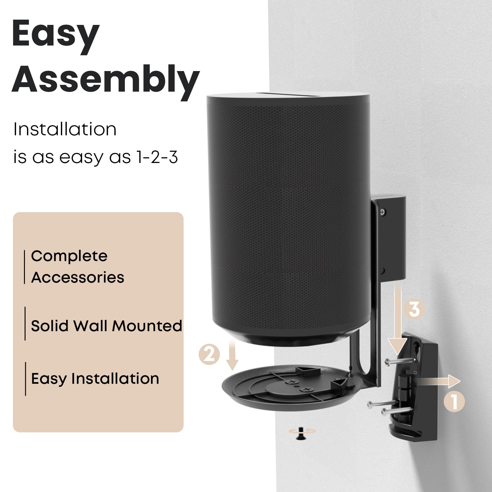 PUTORSEN Support Mural pour Sonos Era 100, Support Enceinte Murale Inclinable Orientable pour Un Meilleur Plaisir Audio,Gestion des Câbles,Supporte Jusqu'à 3 kg(1 Support,Noir)