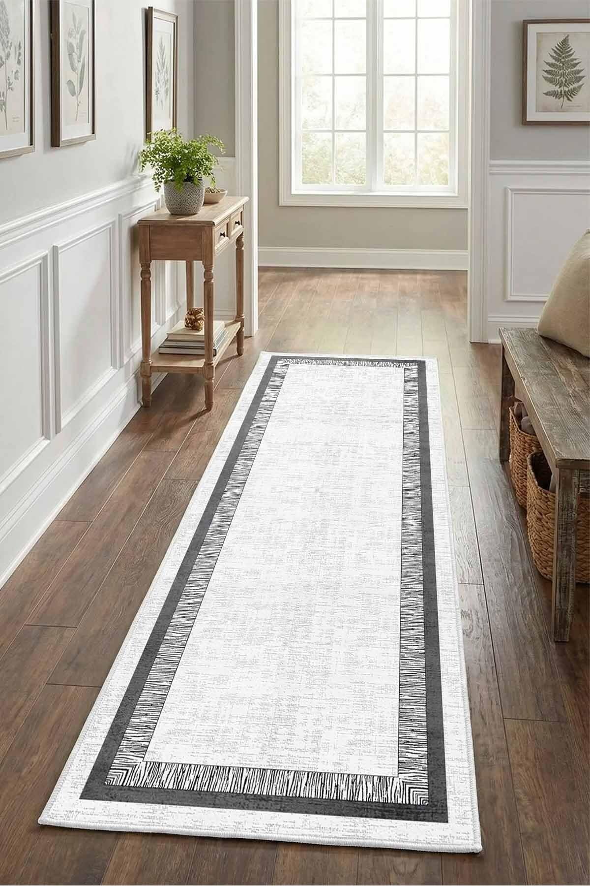 Monnhein Açık Gri Yolluk 1522 - Yıkanabilir, Kaymaz Taban, Dijital Baskılı, Leke Tutmaz, İnce Hav, Modern Koridor, Mutfak, Antre ve Salon için Dekoratif Yolluk