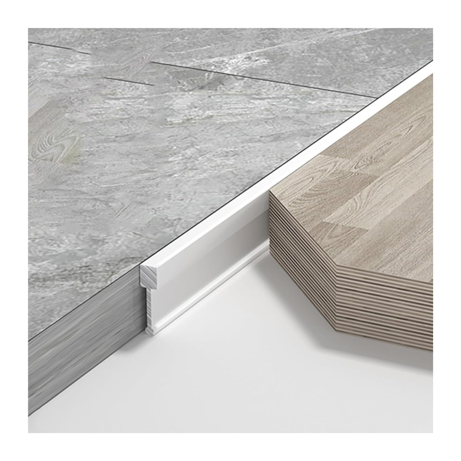 PALSINBY Transition Threshold Strip, Aluminum Alloy Floor Transition Strip Cuttable Gap Filler Threshold Reducer(White)