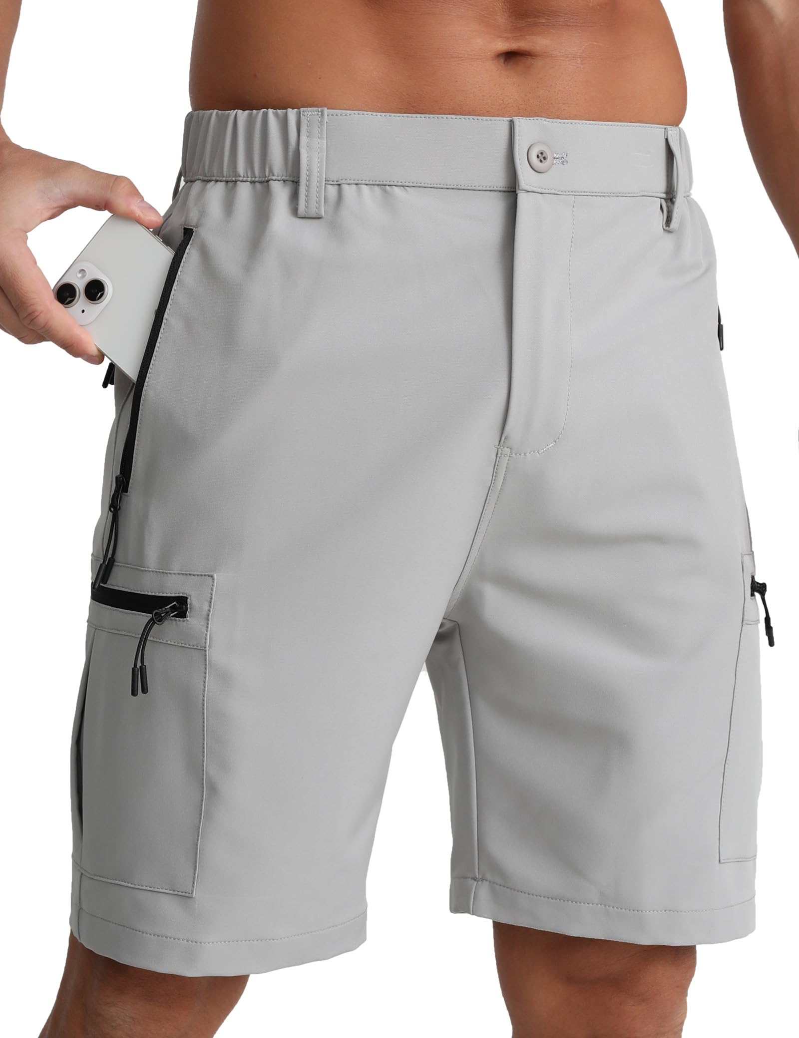 APTRO Men's Cargo Shorts with Multi Zipper Pockets Lightweight Quick Dry Golf Hiking Shorts for Men 9" Inseam