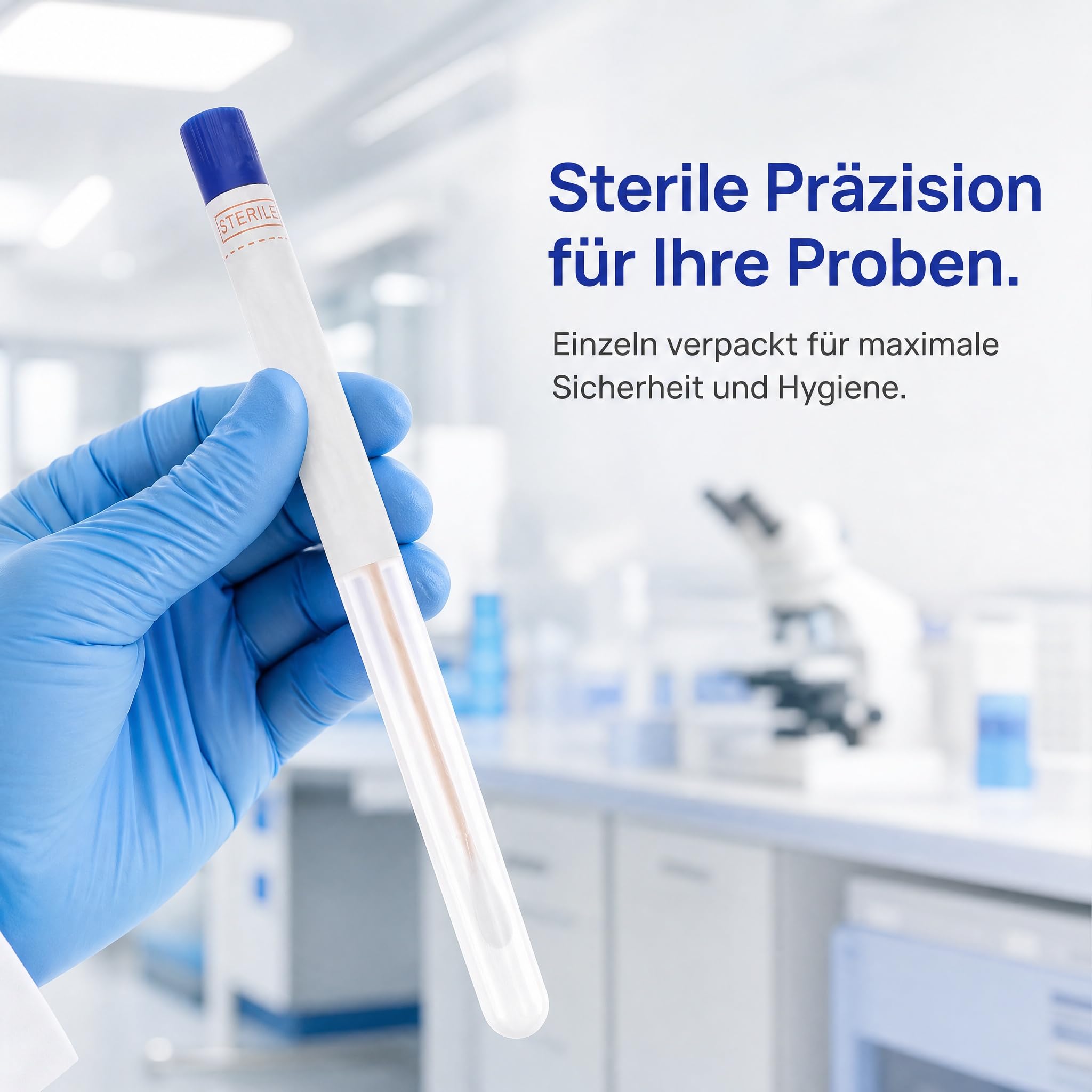 iplusmile Abstrichtupfer Steril mit Röhrchen 150 Stück, Einzeln Verpackte Abstrichstäbchen für Proben, 18 cm Tupfer zur Oberflächenprüfung