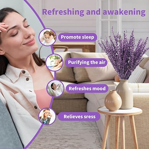 Miniatura 3 de Paquete de 300 flores de lavanda secas conservadas, ramo de lavanda seca púrpura natural de 15 a 17 pulgadas para manualidades, ducha, deshierbe del
