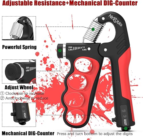 Miniatura 2 de Entrenador fortalecedor de agarre de mano, resistencia ajustable, 11 LBS-220 libras, fortalecedor de antebrazo, exprimidor de mano con contador