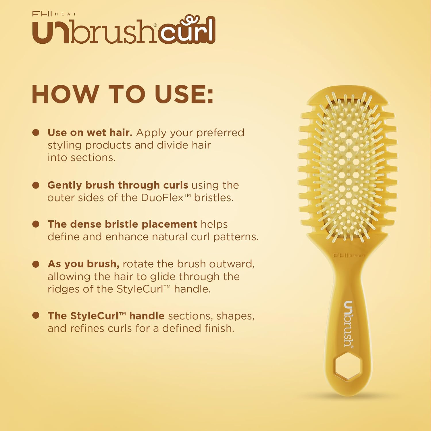 FHI Heat UNbrush Curl Detangling Brush for use on Wet Hair Only