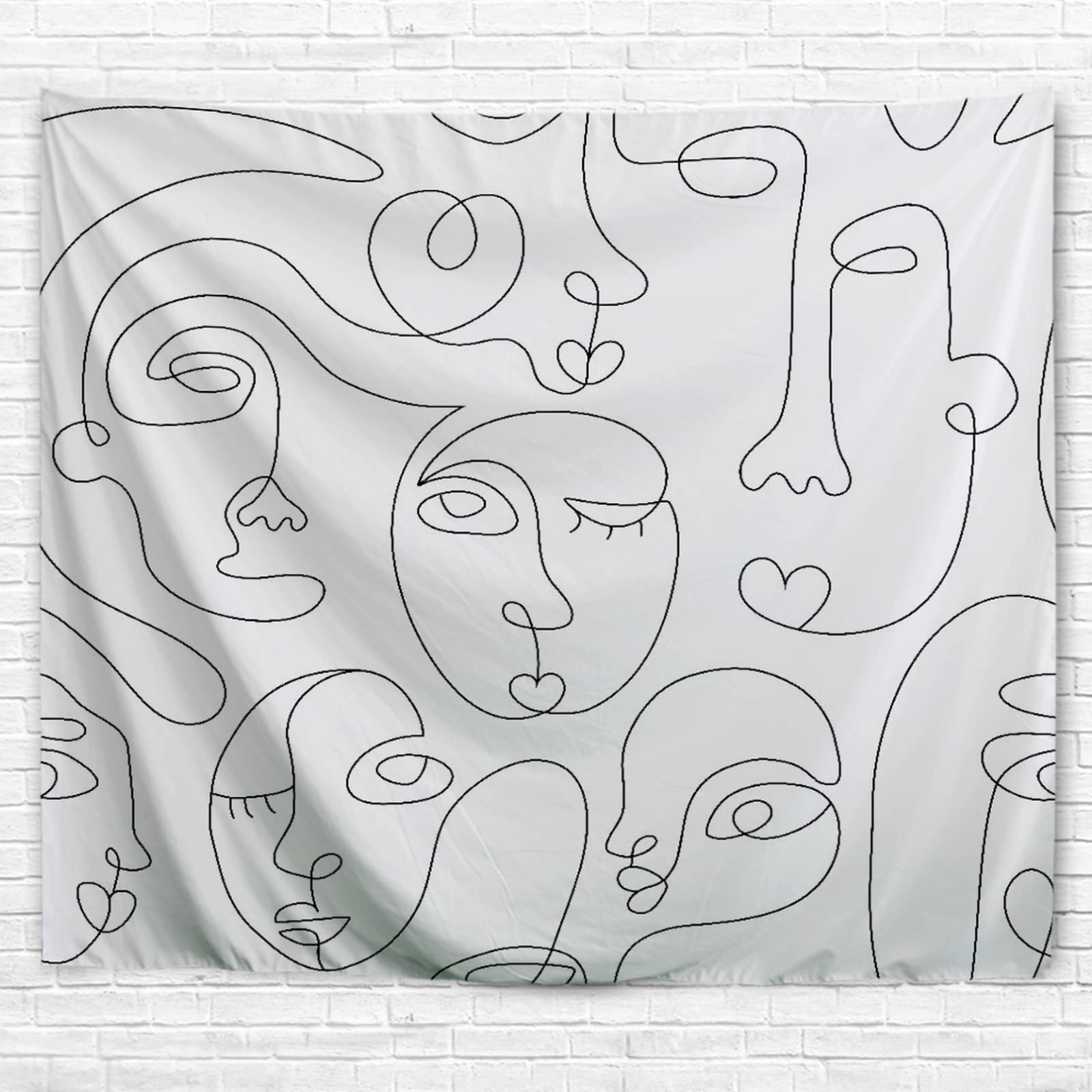 A.Monamour Wandteppich Abstrakt Schwarz-Weiß – 130x153 Cm, Polyester, Vielseitige Wanddeko