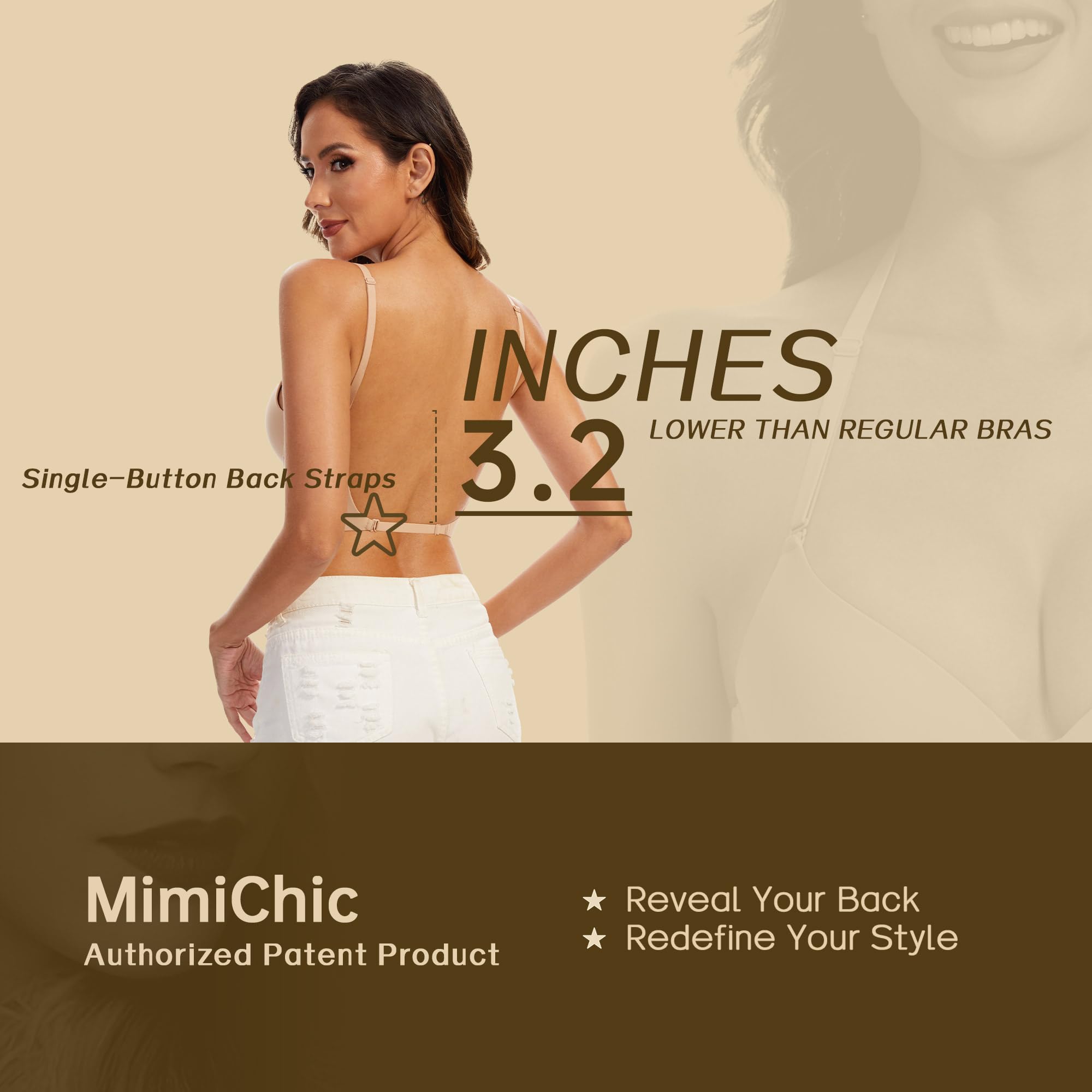 Soutien Gorge Dos Nu-Invisible Multiples et Transparent Convertibles Soutien Gorge sans Coutures à Léger Rembourrage