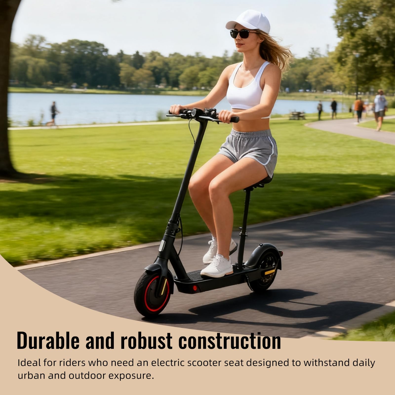 Asiento de scooter eléctrico para 13 cm - 19 cm bordes curvos, asiento universal para scooter con ajuste de altura de 40 – 58 cm, asiento plegable, asiento de scooter eléctrico, accesorio de repuesto