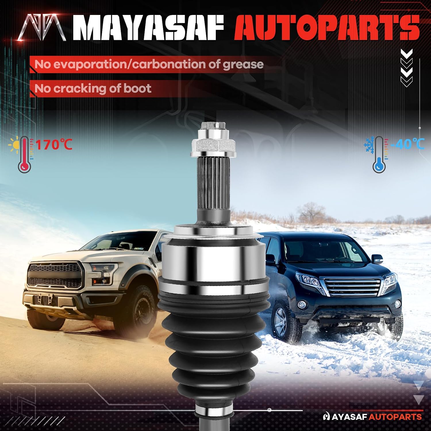Front left & Right CV Axle Shaft Assembly Fits for Honda Accord 2003 2004 2005 2006 2007 Automatic Trans 2.4L L4, Replace for 66-4217 66-4218