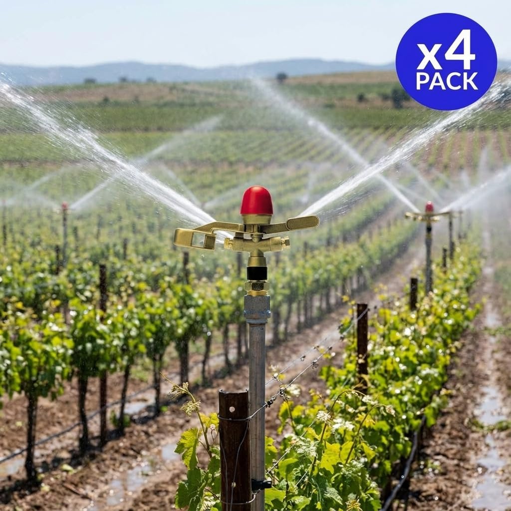 Suinga Pack 4 x irrigatore circolare in ottone 3/4" antigelo, portata 10 a 13,5 m. Angolo di irrigazione circolare 360°.