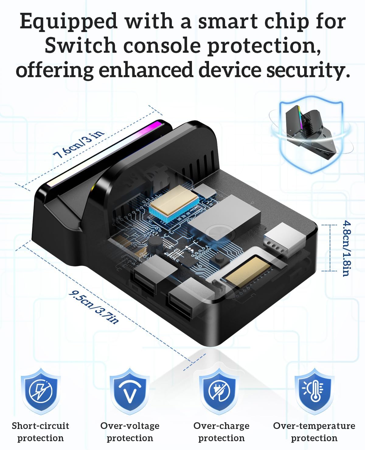 Portable TV Docking Station for Switch 2, Switch & OLED – 4K HDMI Output, USB 3.0/2.0 Ports, Dual Type-C, RGB Light Charging Dock Replacement for TV Play