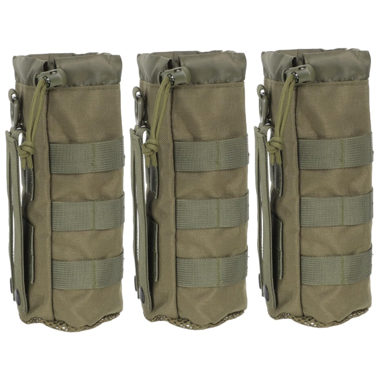 HANABASS 3 Stück Outdoor Wasserflaschenhalter Praktische Tragetasche für Camping Reisen Schützt Ihre Flasche Kratzern für Radfahren Fitness Militärgrün