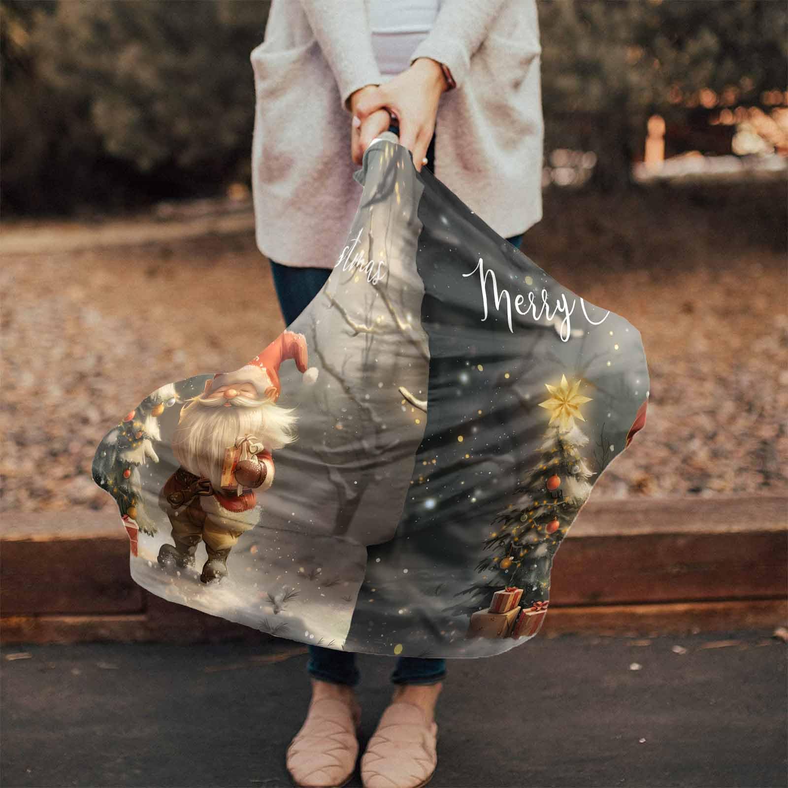 Nursing Cover for Breastfeeding Scarf, Xmas Tree Dwarf Snow Forest Dreamy Illustration Baby Car Covers Super Soft Multi Use for Canopy Shopping Cart Cover Blanket Stroller Cover