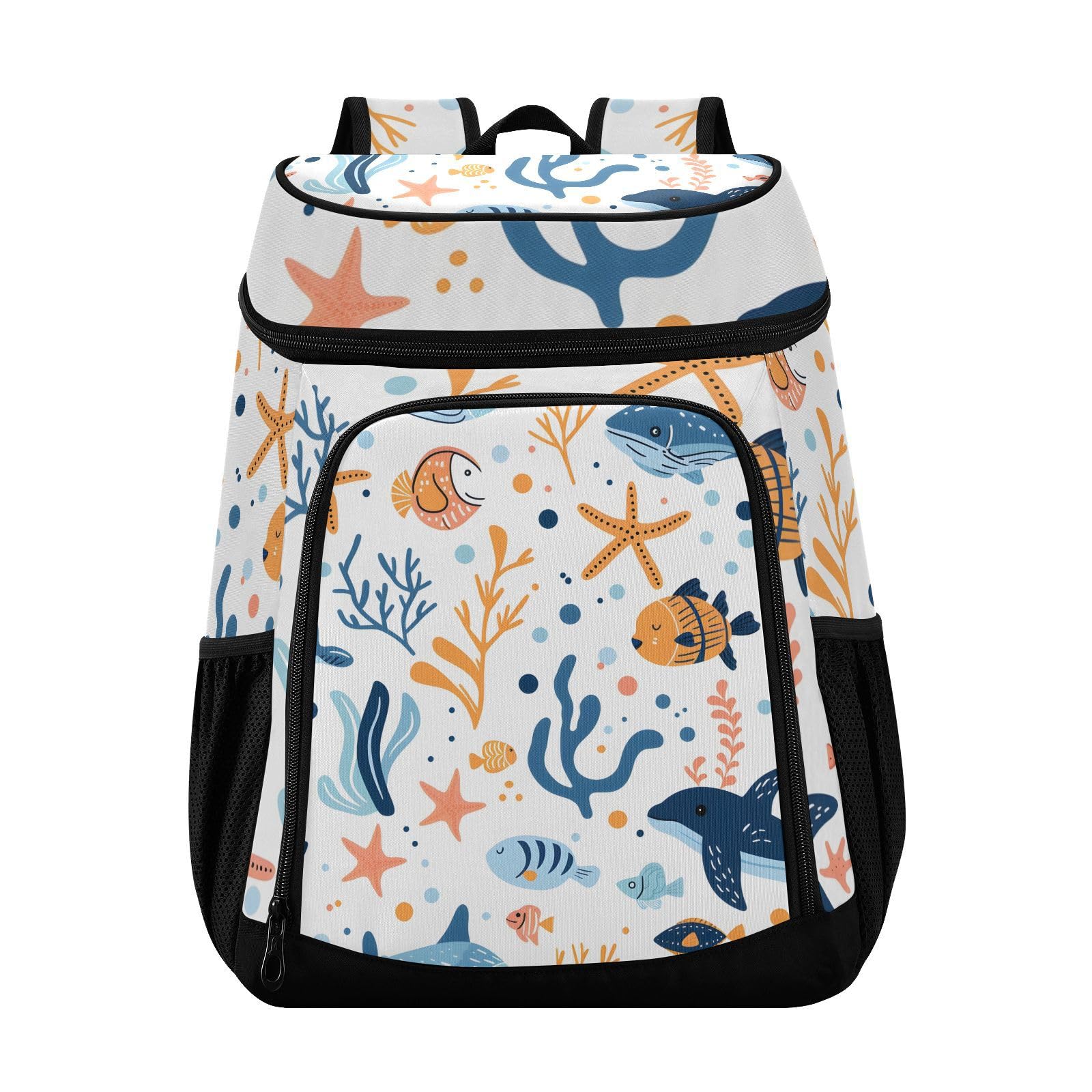Sea Life Ocean Cooler Backpack Cooler Insulated Leak Proof Lunch Backpack 36 Cans Waterproof Soft for Men Women Picnic Hiking Camping Beach