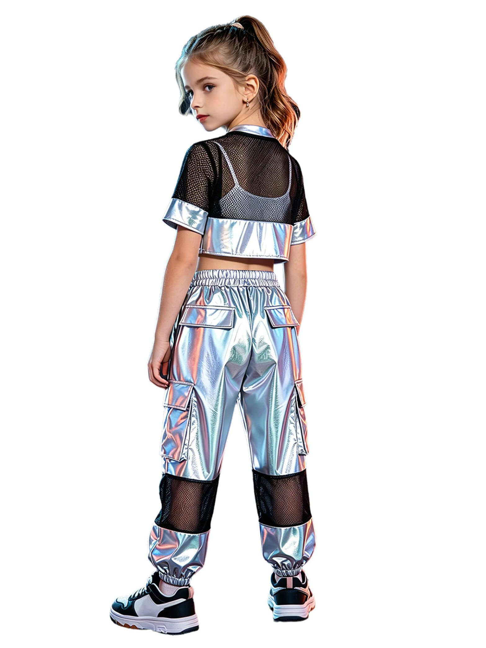 Niños Conjunto Ropa Metálica Traje Dos Piezas Brillante