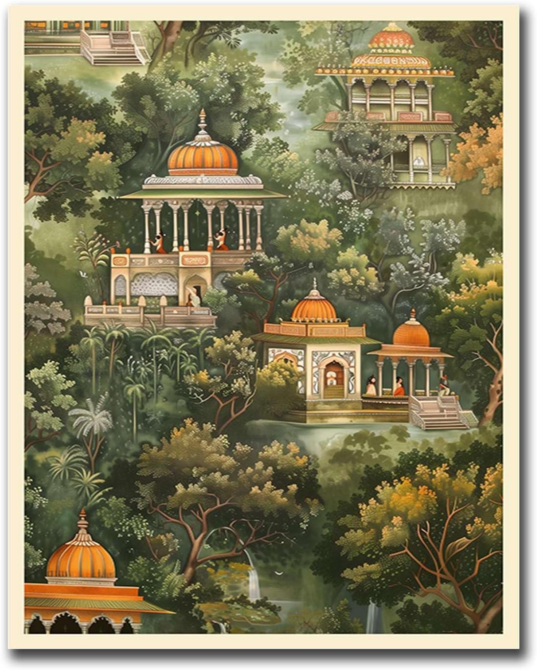 HSCFWYLN Poster Decorative Canvas Painting Indian Pichwai Temple Art Print Secret Garden Spiritual Living Room and Bedroom Office Decoration 20x30inch