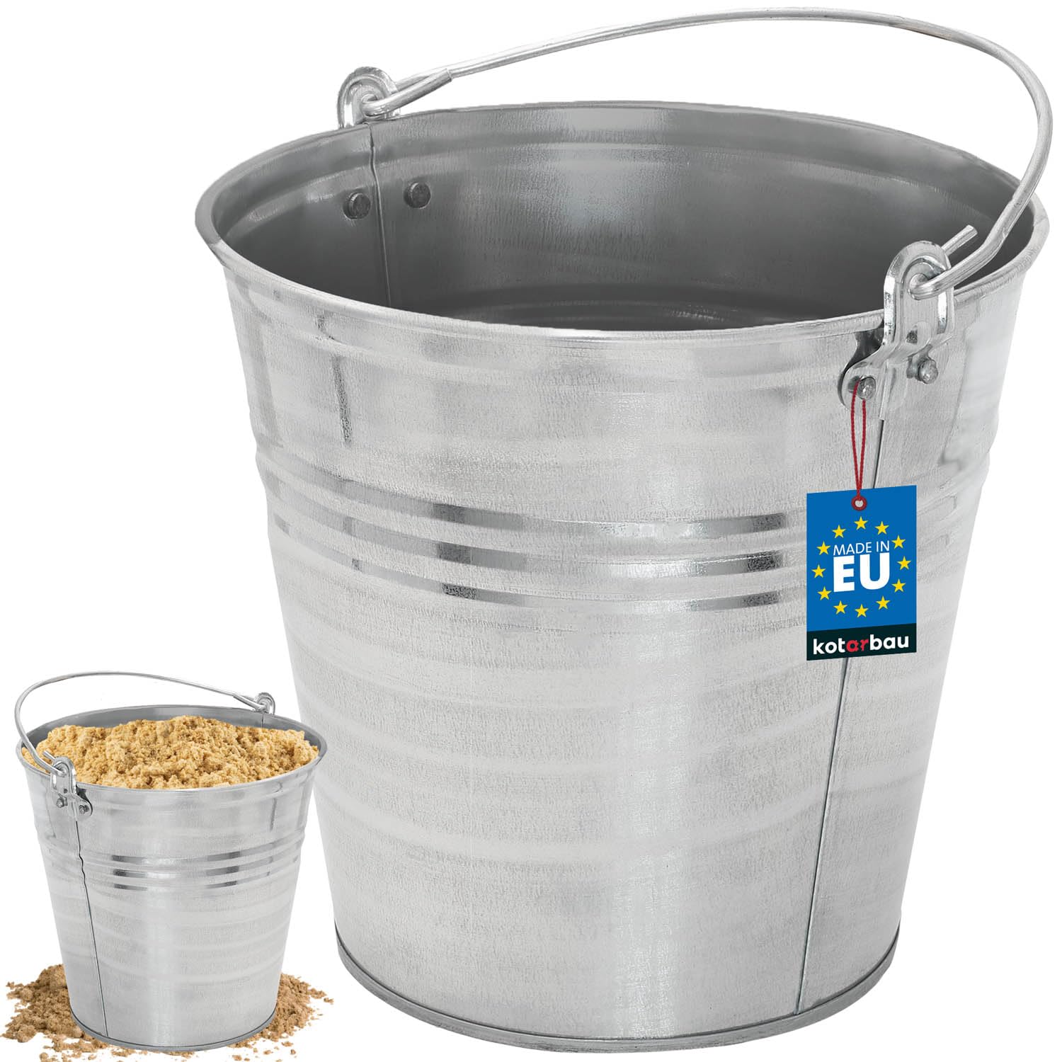 Kotarbau Silver Kotarbau® Metal Bucket - Galvanised Steel - 7 L (1.54 Gallon) - Heavy Duty - Builders Bucket - For Hot Ashes - Water - Rust - Resistant