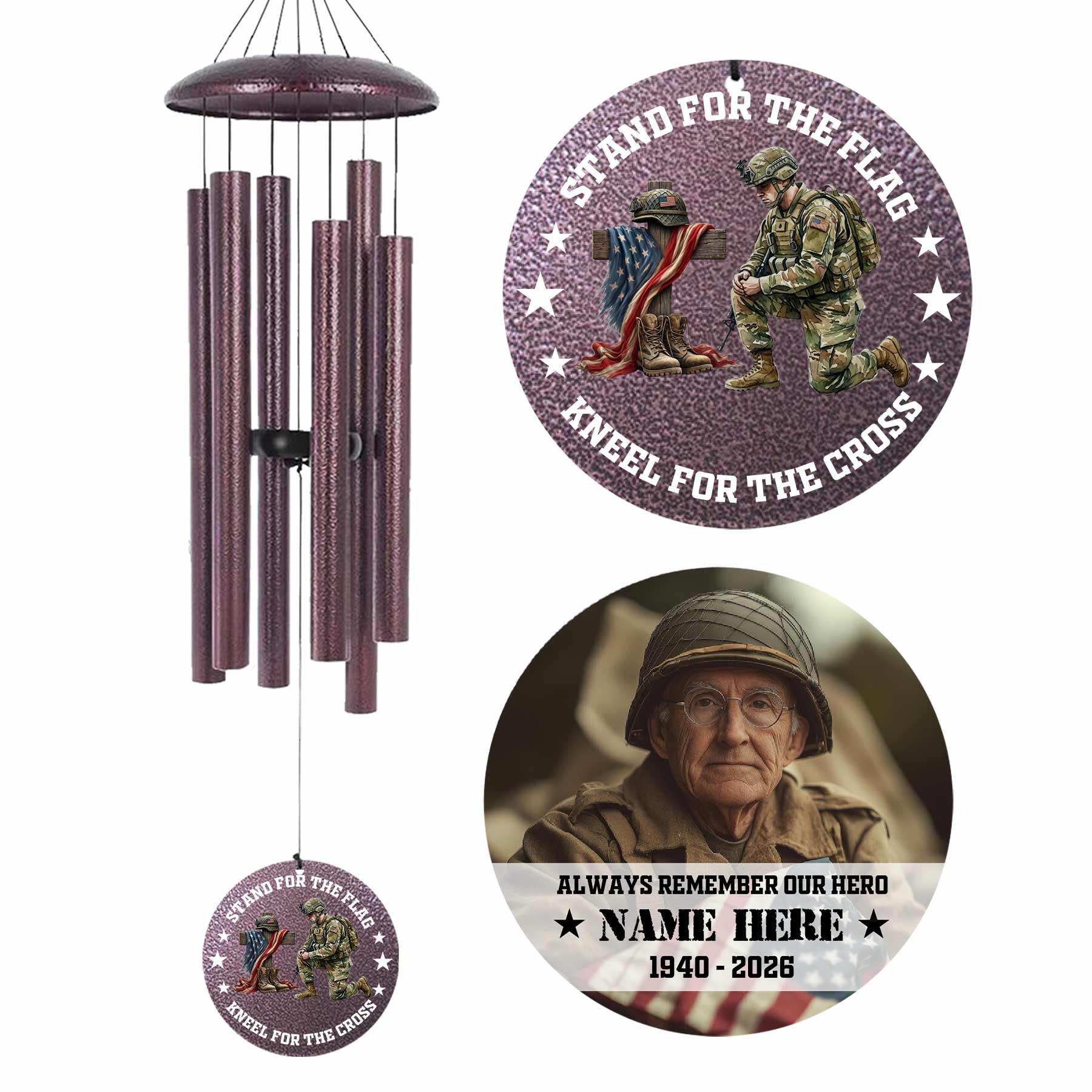 Personalized Memorial Soldier Wind Chimes for Loss Comrade-in-arms