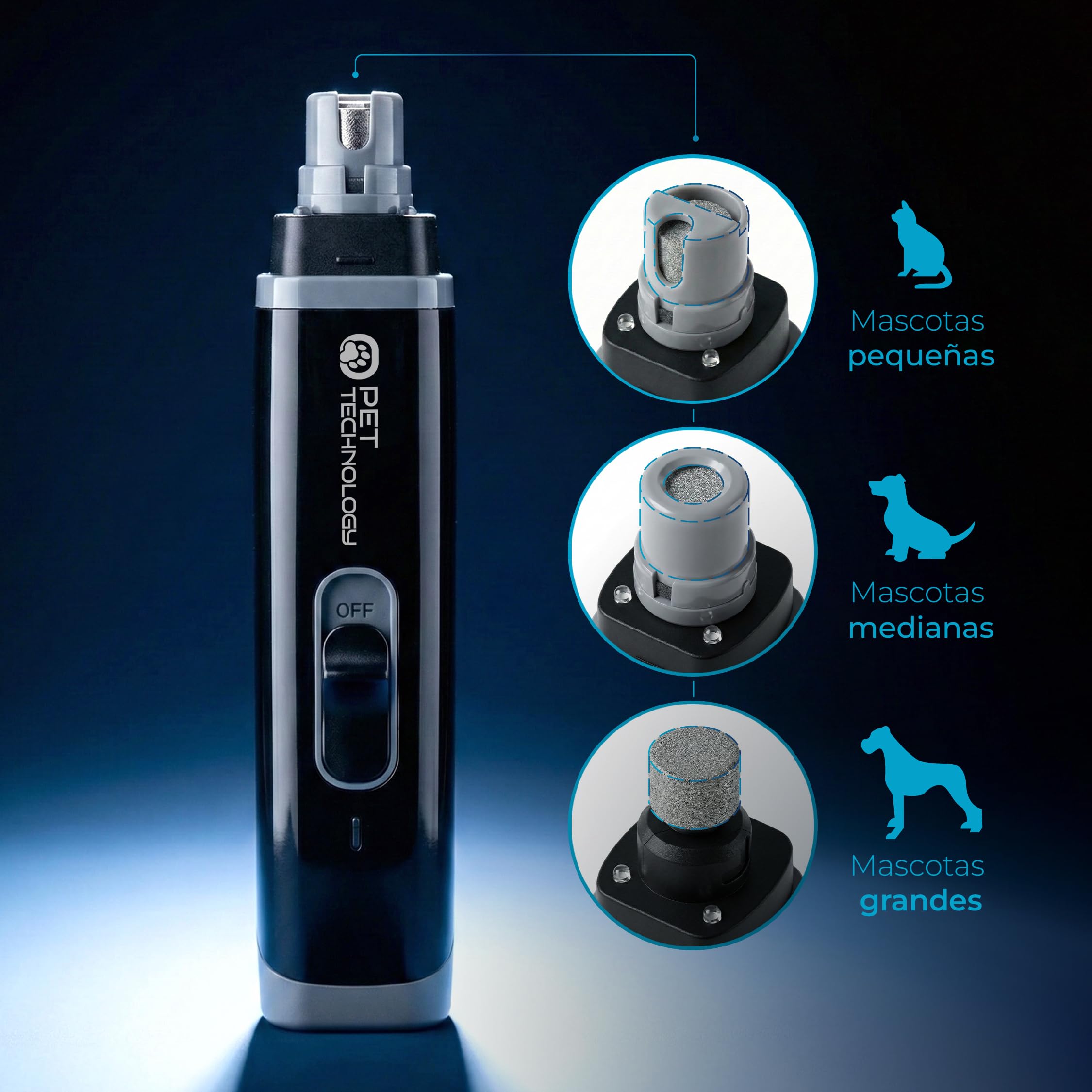 Limador de Uñas Premium para Mascotas Recargable USB-C, 2 Velocidades, Luz LED, Ligero, Manejable, Silencioso y Seguro para Perros y Gatos