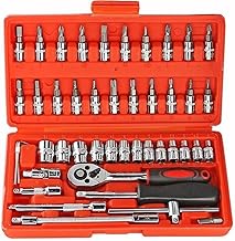 Professional Socket Wrench Set, 46 in 1 Combination Tool Kit with Long Handle, Car and Bike Repair Tools with Storage Box