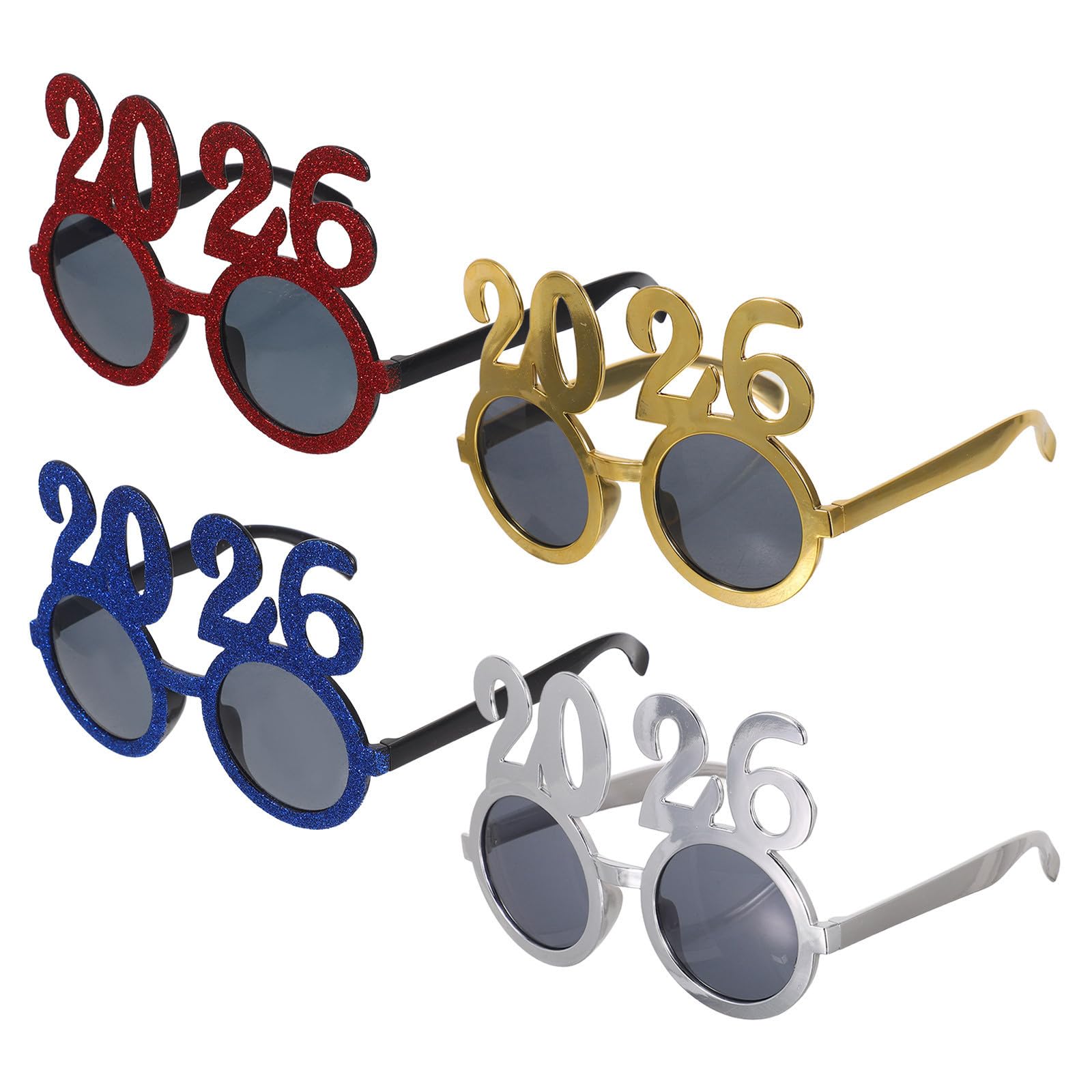 TOYANDONA 16 Stück Partybrille aus PC für Silvester und Neujahr, Leicht | Retro Design mit Bunten Zahlen, Festliche Deko für Selfies, Robust und Formstabil, für Feiern