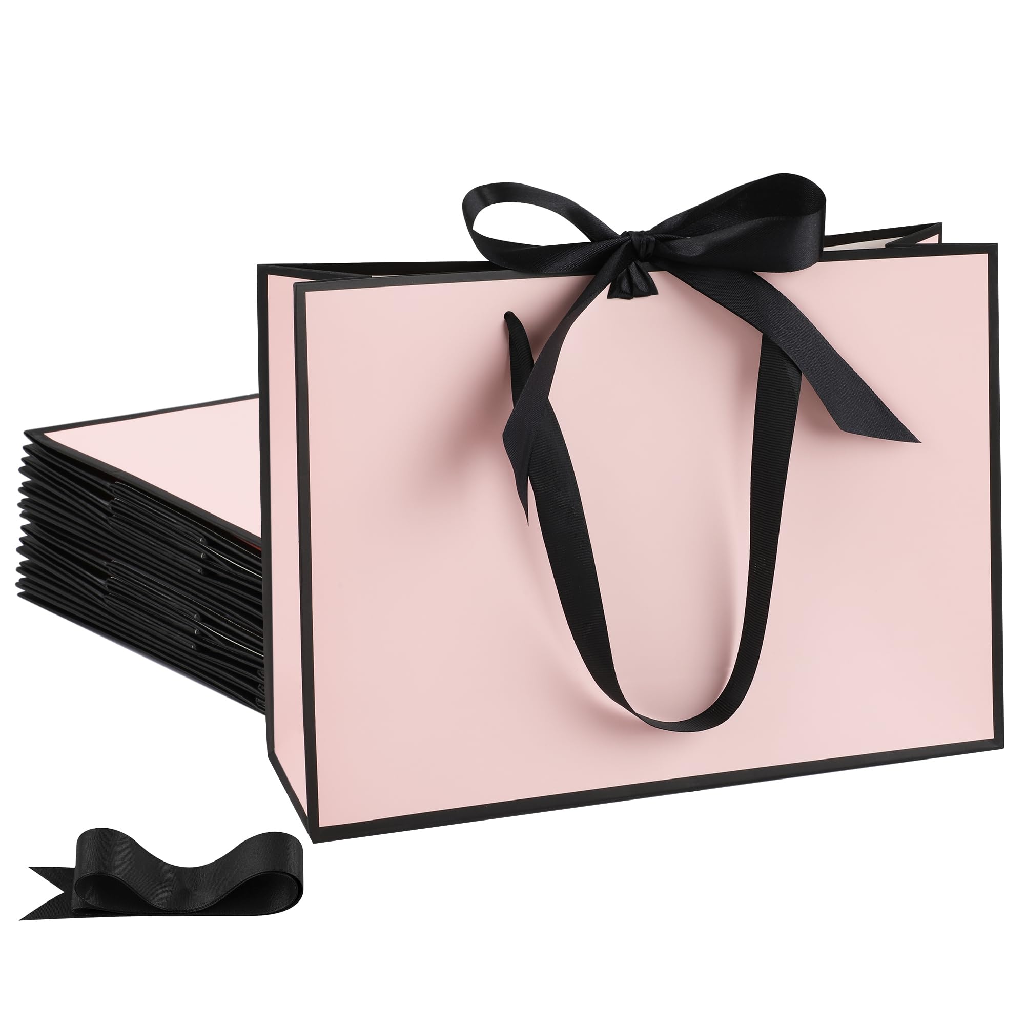 Lot De 12 Sacs Cadeaux En Papier Métallique STOBOCTER – 32,6x10,2x23,9 Cm – Avec Poignées Et Rubans – Pour Mariage, Fêtes, Remerciements