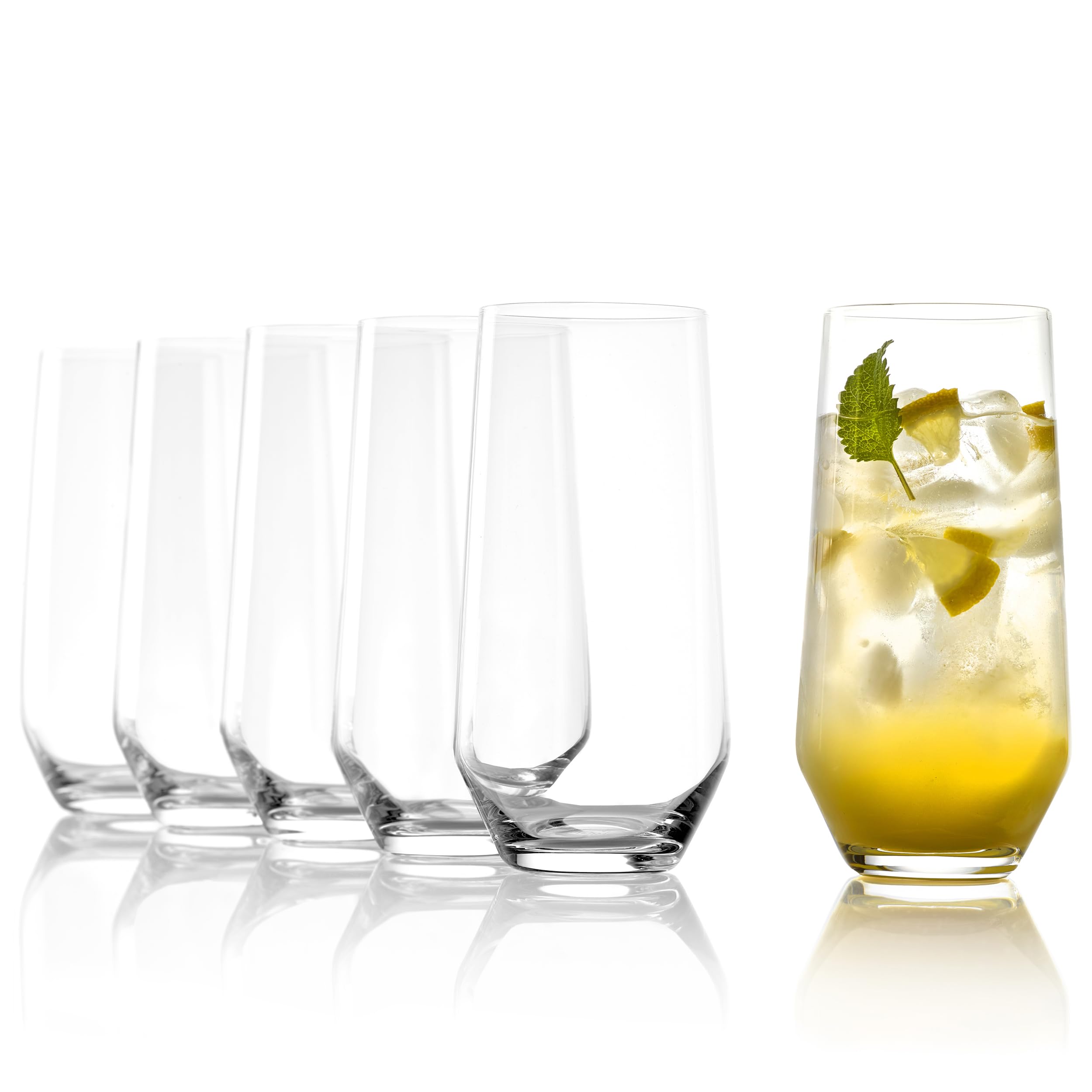 Stölzle Lausitz Longdrinkgläser Quatrophil 6er-Set 390ml – Elegante Longdrinkbecher und Cocktailgläser für Drinks, Wasser & Säfte – Hochwertige Wassergläser aus Kristallglas – Spülmaschinen & Stoßfest